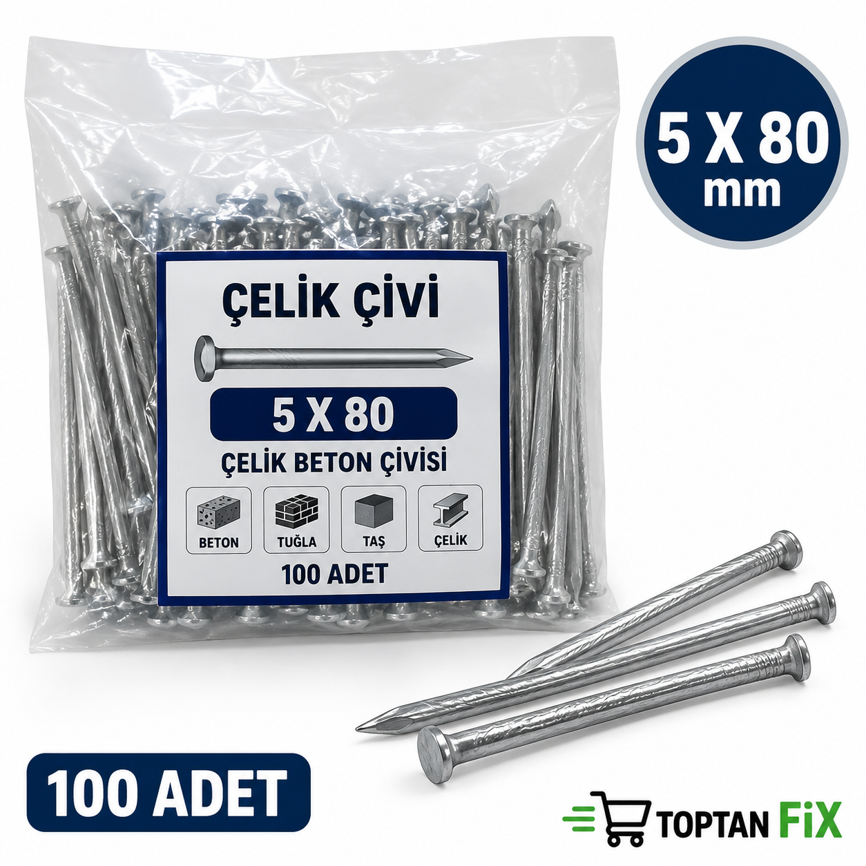 Çelik Beton Çivisi 5x80