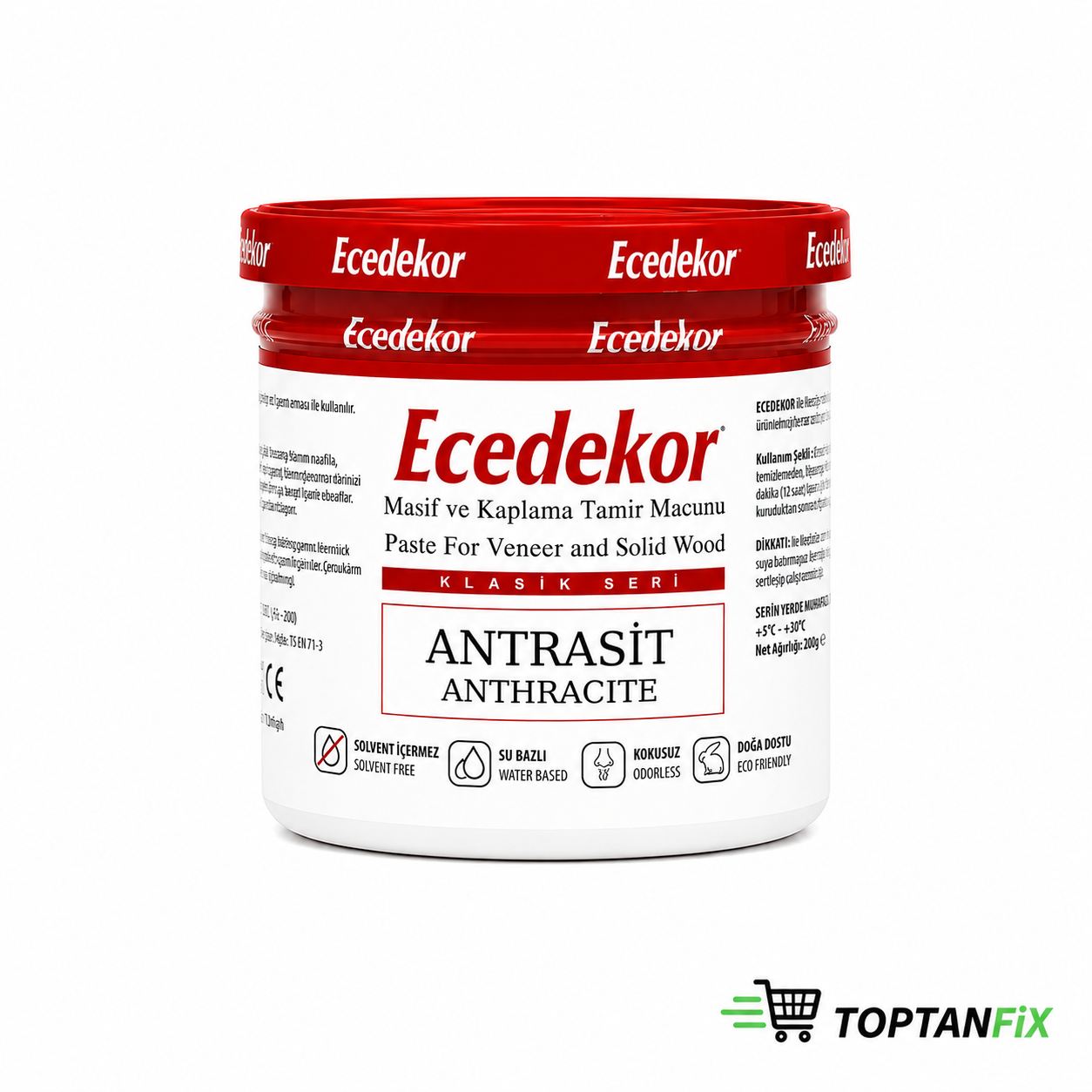 Ecedekor Ahşap Tamir Macunu 200Gr Antrasit