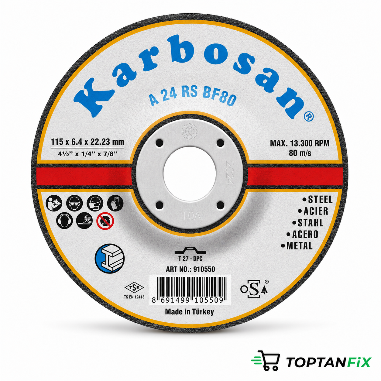 Karbosan 910550 115x6.4x22.23 mm Metal Taşlama Diski