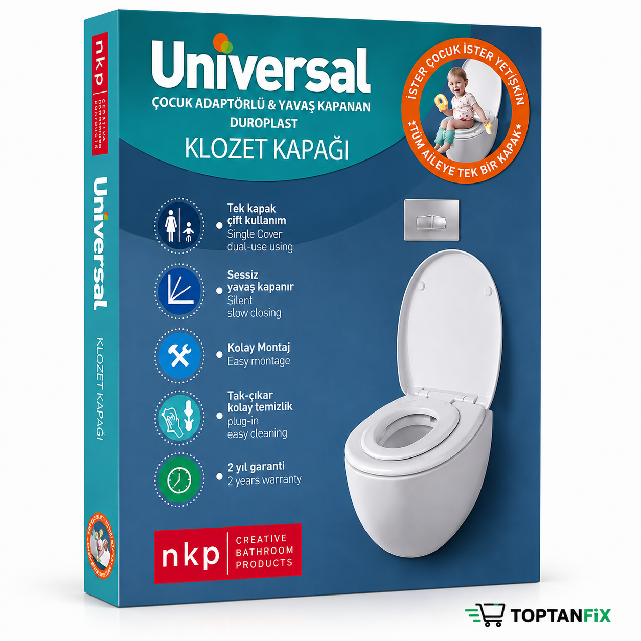 Nkp 0340 Universal Çocuk Adaptörlü Yavaş Kapanır Klozet Kapağı