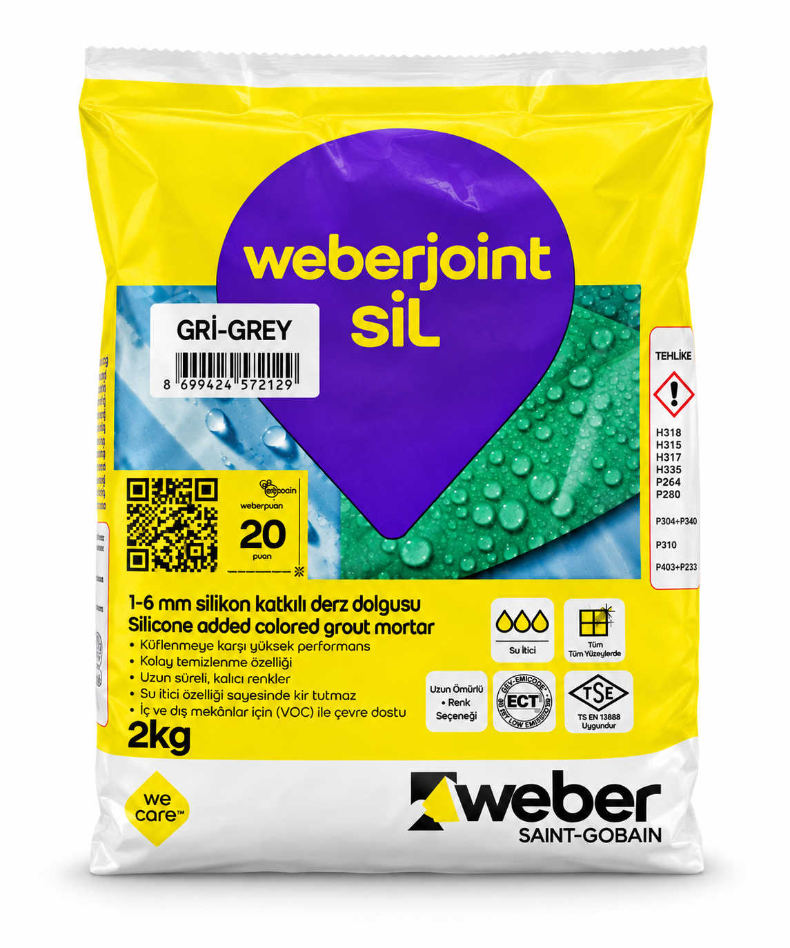 Weber Joint Gri Silikonlu 2 kg Derz Dolgu