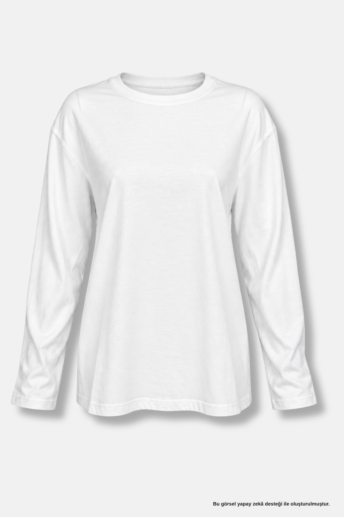 Oversize Uzun Kollu Basic Beyaz Tişört - T-Shirt | Rhen Store