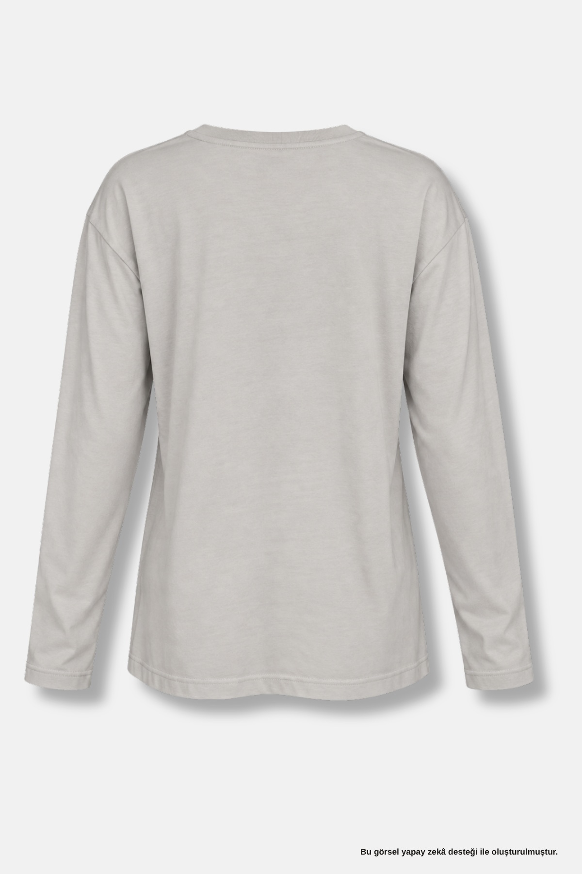 Oversize Uzun Kollu Basic Gri Tişört - T-Shirt | Rhen Store