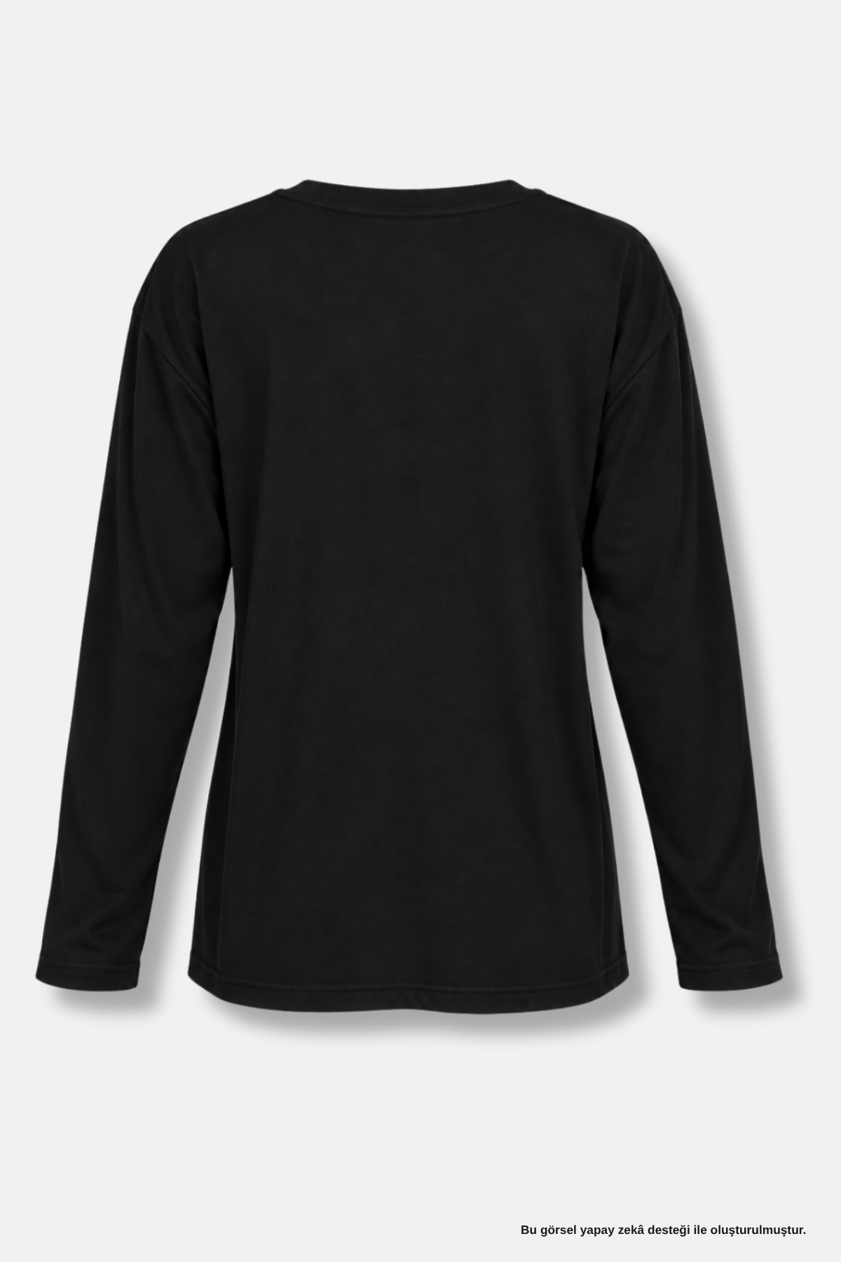 Oversize Uzun Kollu Basic Siyah Tişört - T-Shirt | Rhen Store