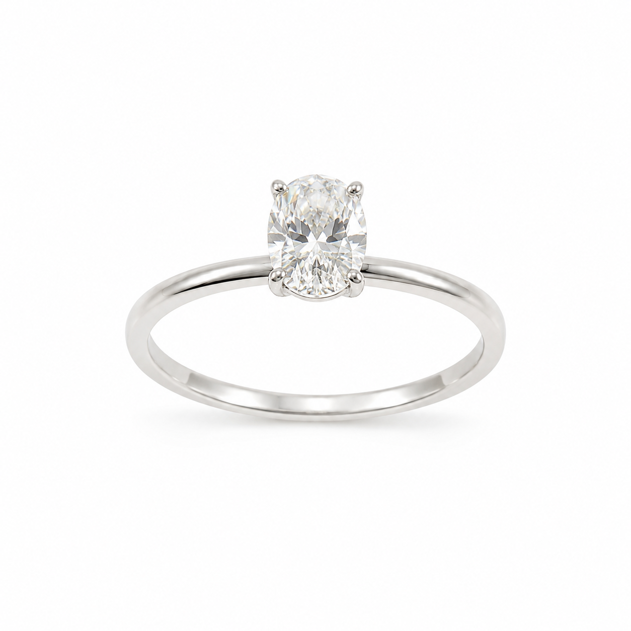 Oval Cut Lab Diamond Gümüş Tektaş Yüzük