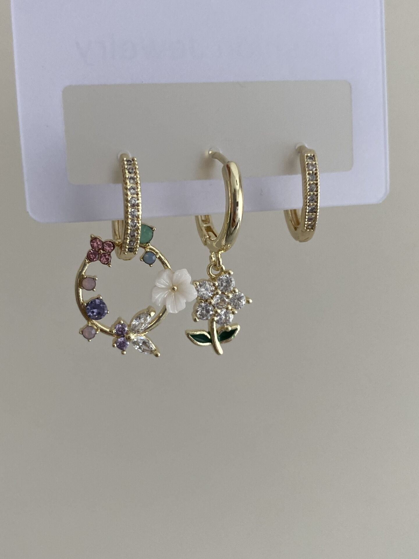 Altın Kaplama Üçlü Spring Set Küpe