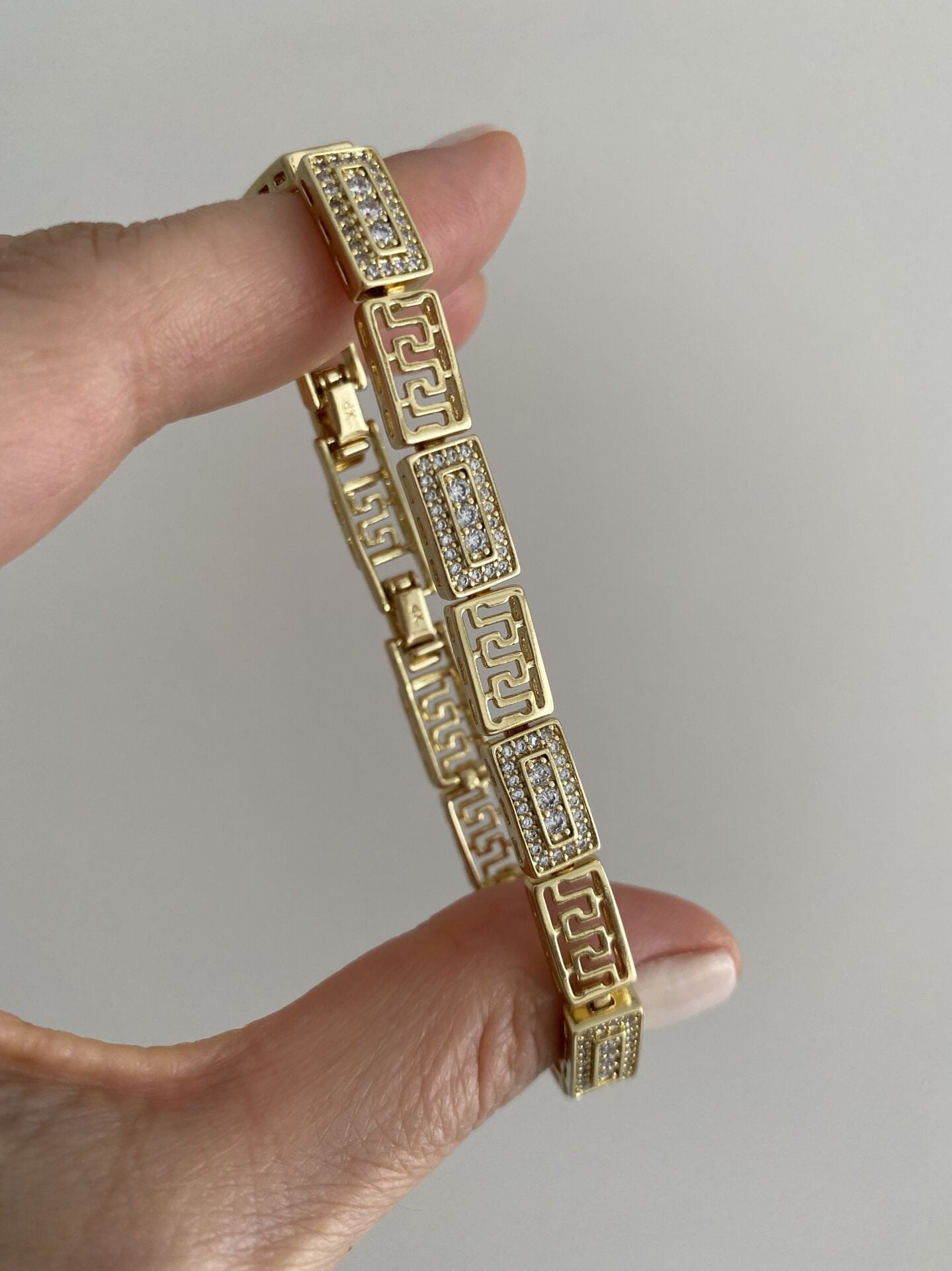 Özel Seri Gömme Taşlı Grek Model Bileklik (17cm+ek)