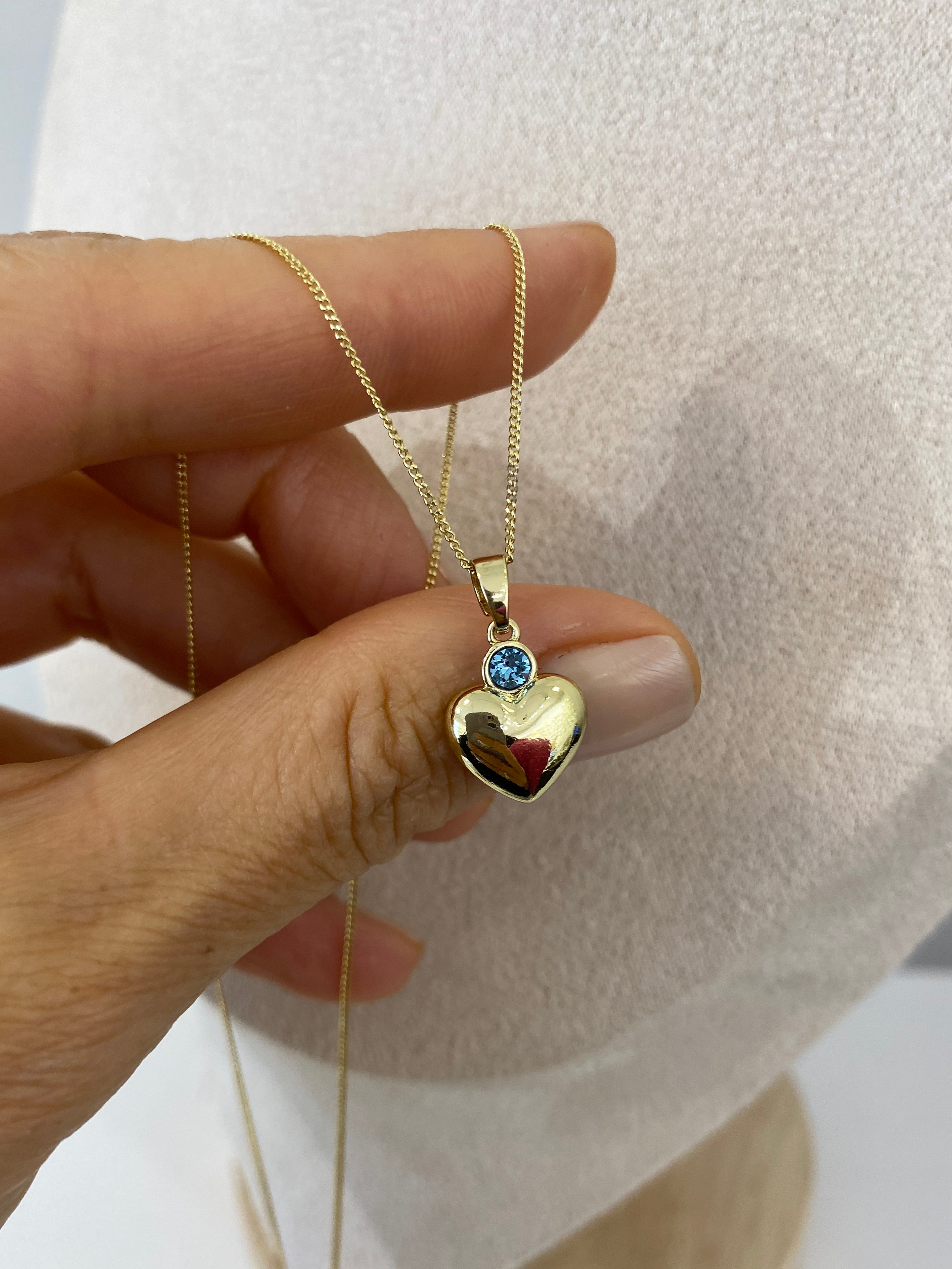 Özel Seri Minimal Swarovski Mavi Taşlı Kalp Kolye