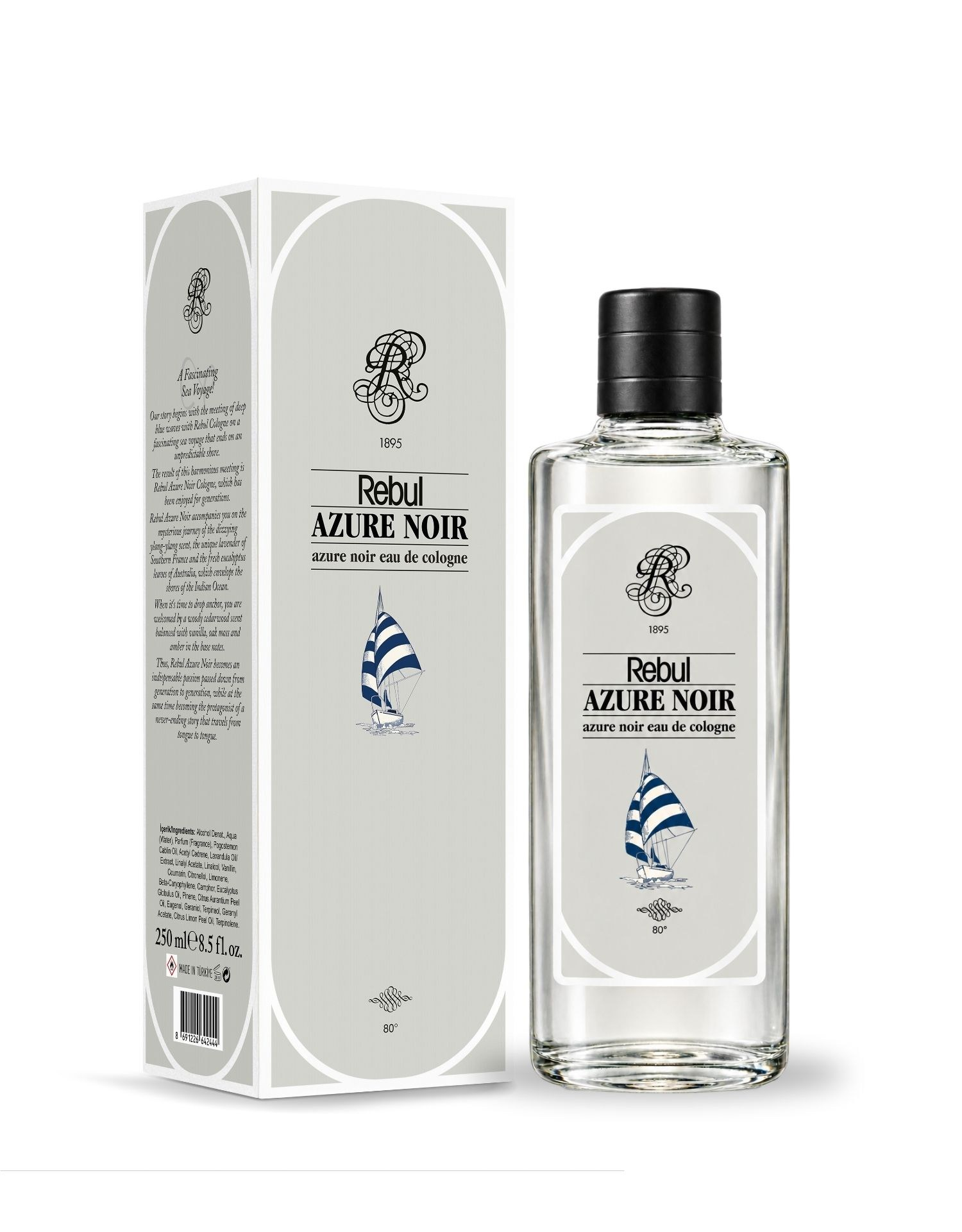 Rebul Azure Noir EDC Kolonya 250 ml Cam Şişe