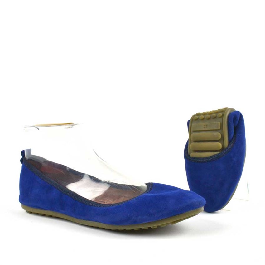 Blue Suede Women's Foldable Flat Shoeste