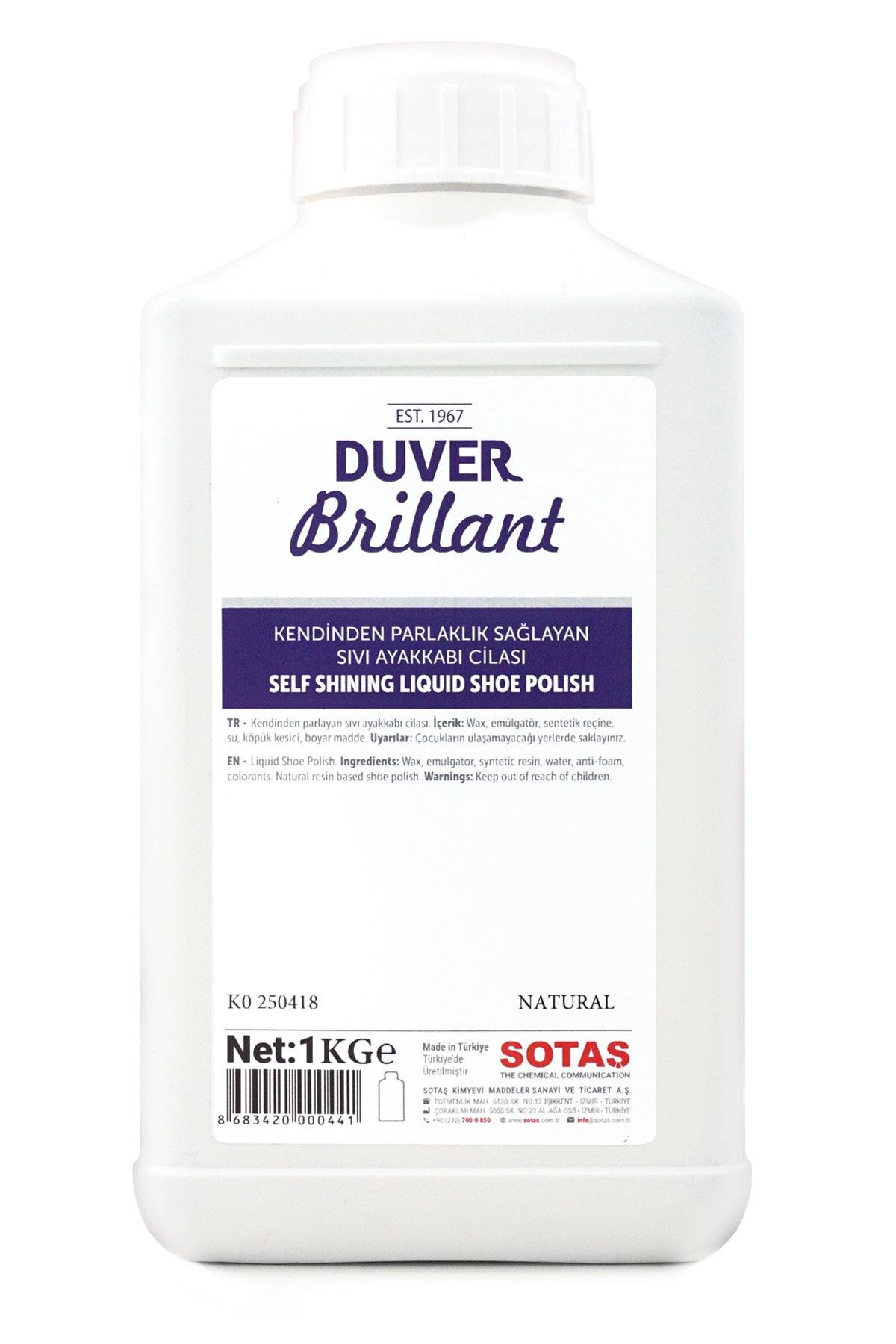 Duver Brillant 1 Kg Kendinden Parlaklık Sağlayan Natural Renk Sıvı Ayakkabı Cilası B-0105-NTRL
