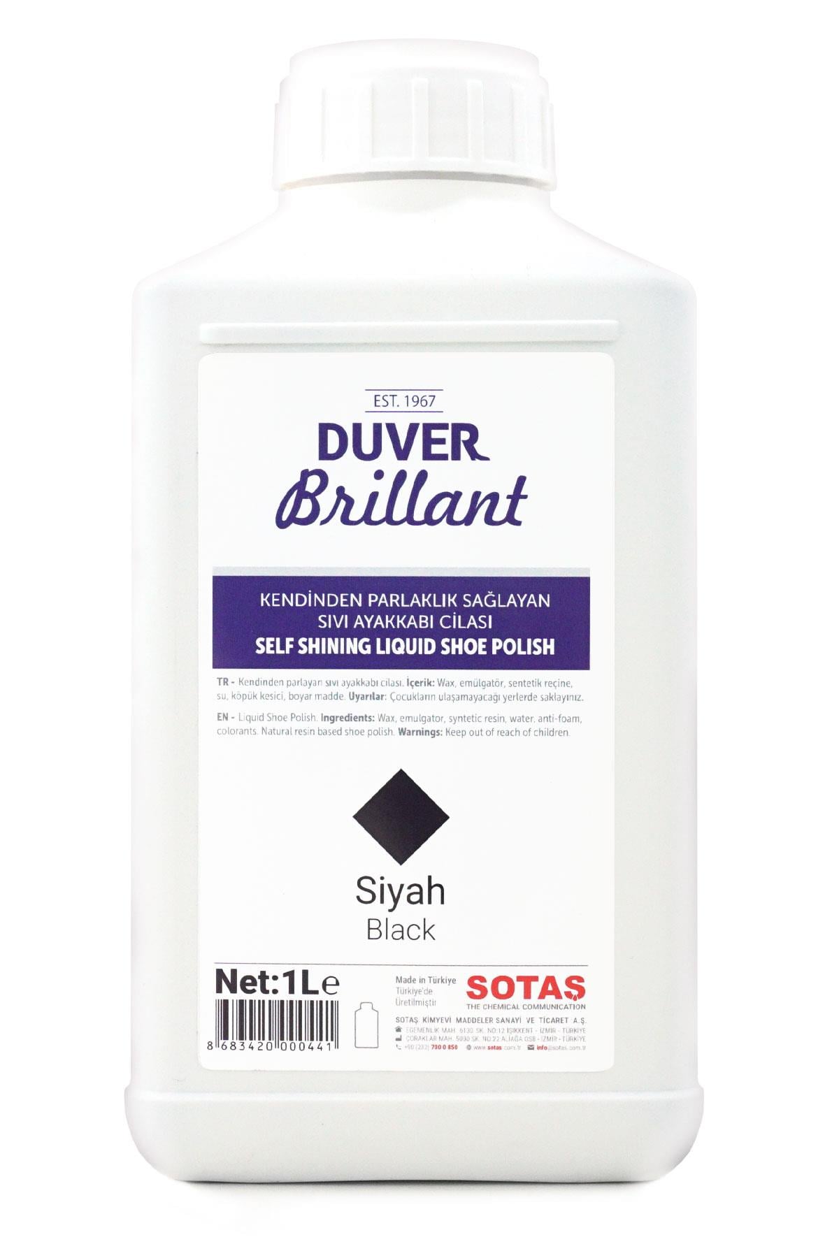 Duver Brillant 1 Litre Siyah Kendinden Parlaklık Sağlayan Sıvı Ayakkabı Cilası B-0105-S