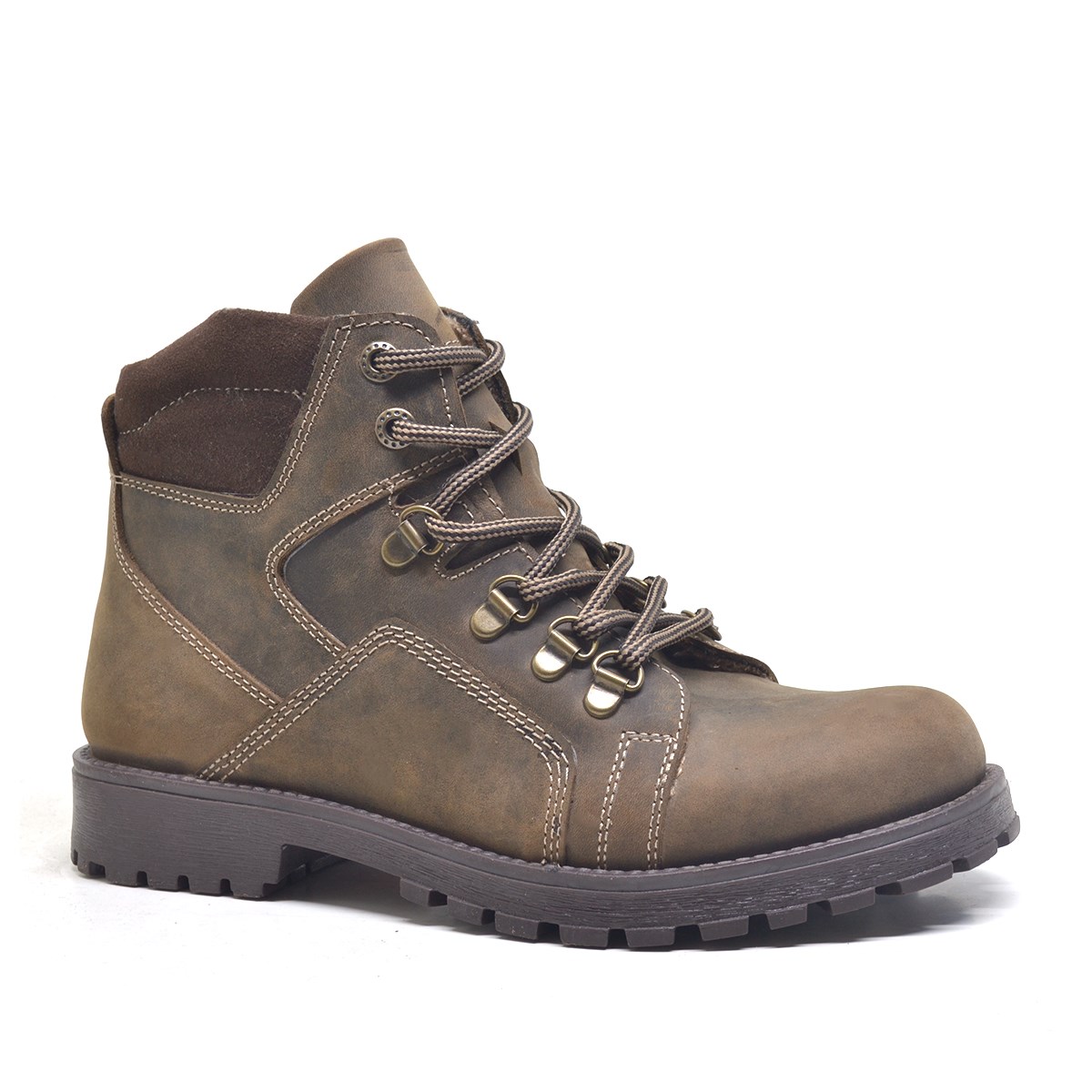 Rakerplus Zippered Genuine Leather Furry Sand Color Boots