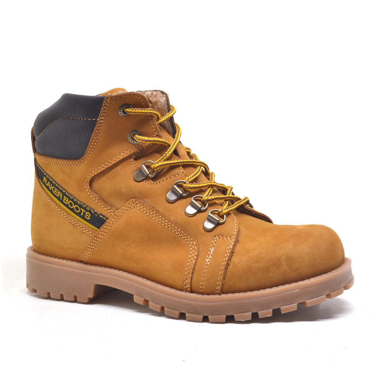 Rakerplus Lace up Furry Genuine Leather Yellow Boots