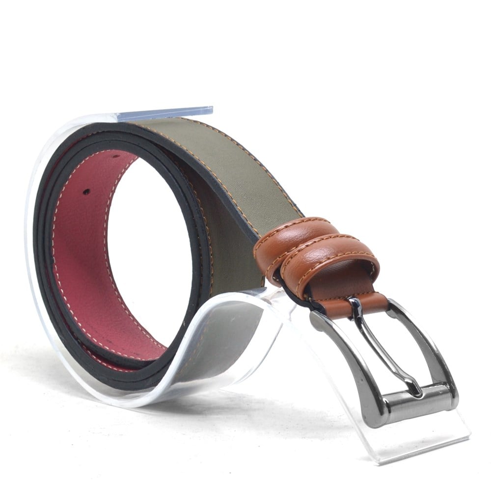 Praff Green Tan Colorc Casual Boys Belt