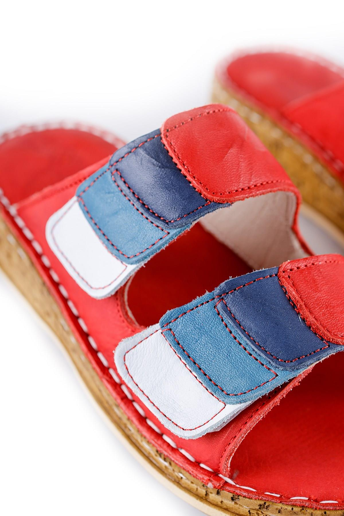 Hakiki Deri Kassid Kırmızı Comfort Terlik