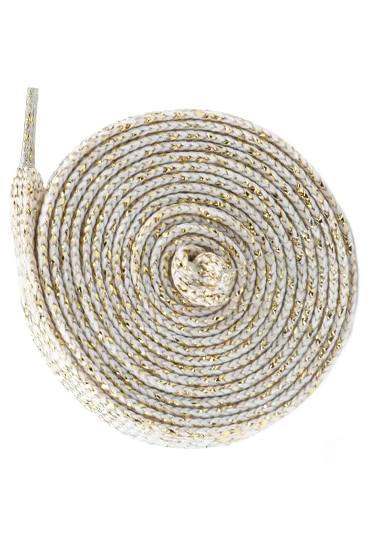 Altın Simli 1 cm Kalınlığında 1 Çift Yassı Spor Ayakkabı Bağcığı