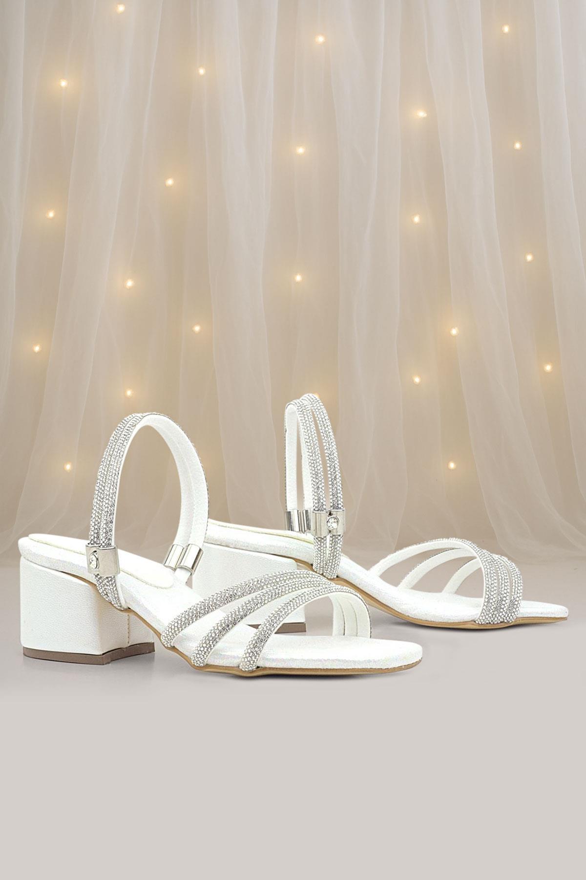 Judy Sedef Taşlı Kız Çocuk Topuklu Terlik Ayakkabı