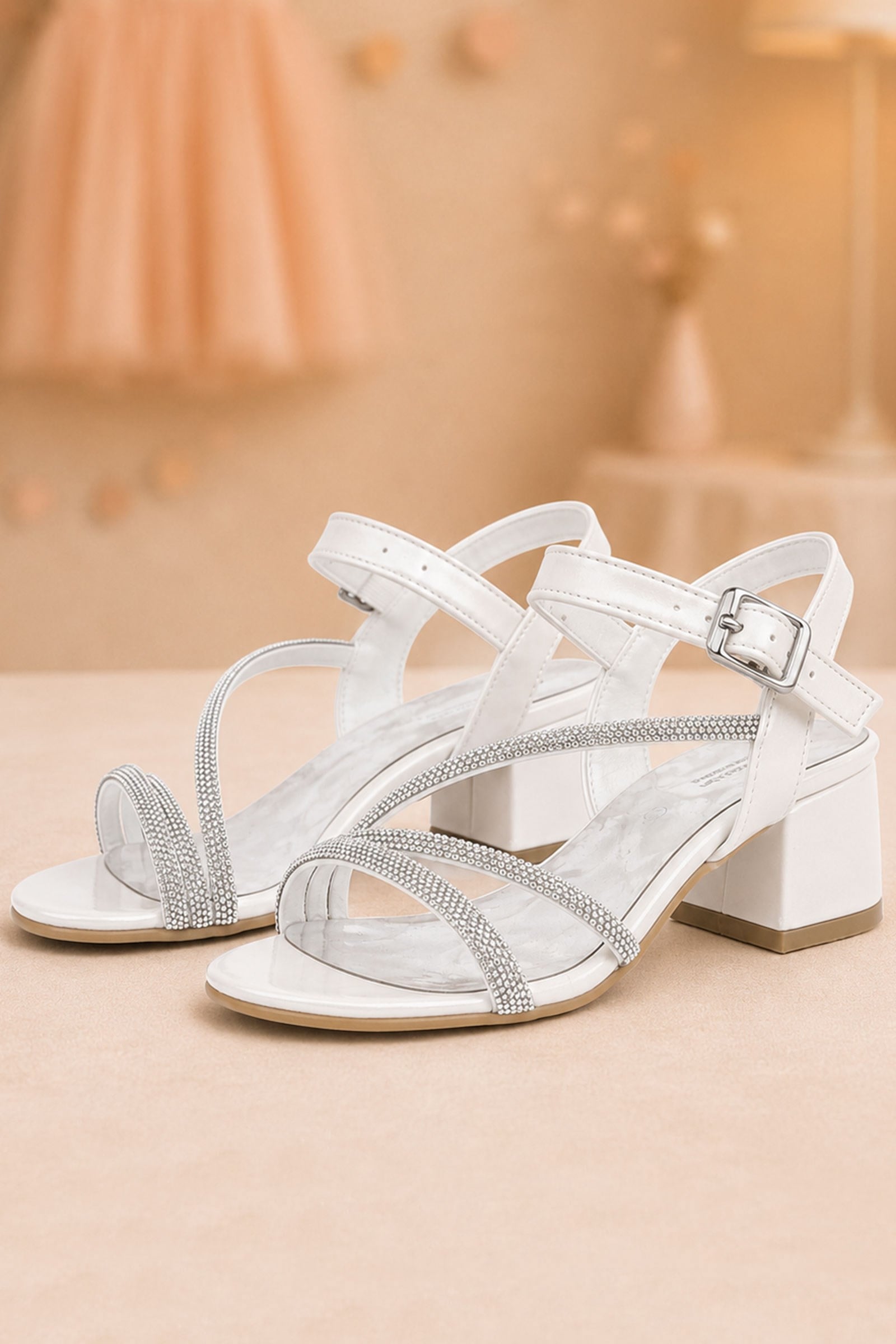Tiana Pearl ColoRed Stony Girls' Heeled Party Shoes