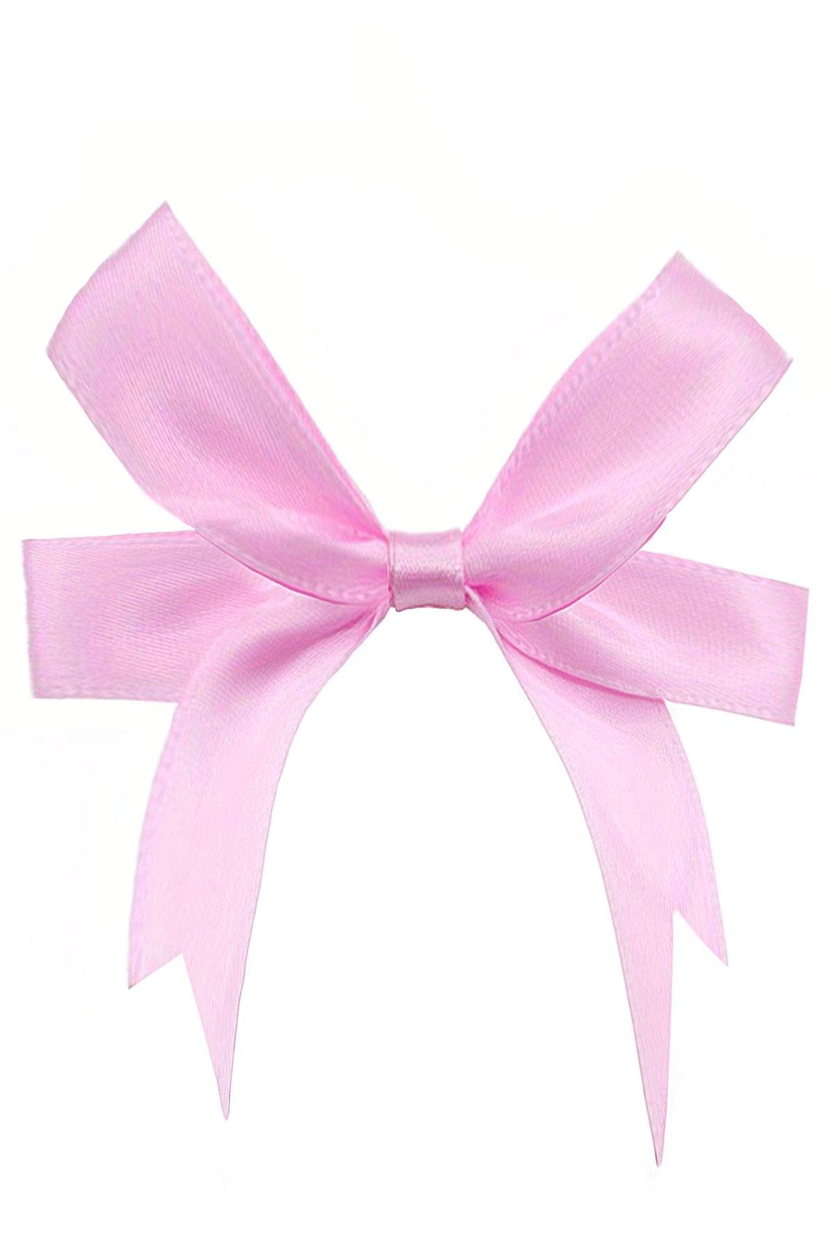 10 Adet Pembe Saten Fiyonk Süsleme Kurdele Seti