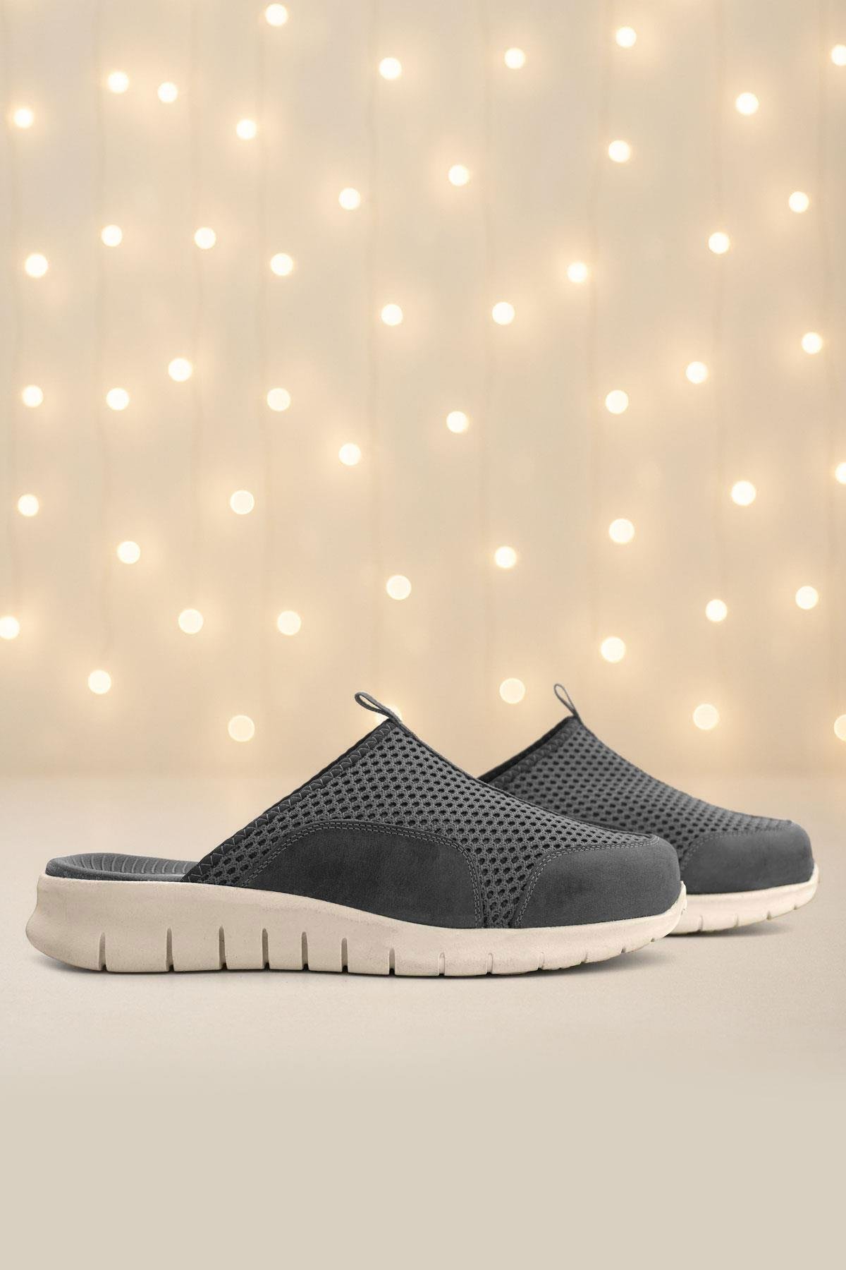 Heep Medikal Koyu Gri Krem Tabanlı Comfort Spor Terlik