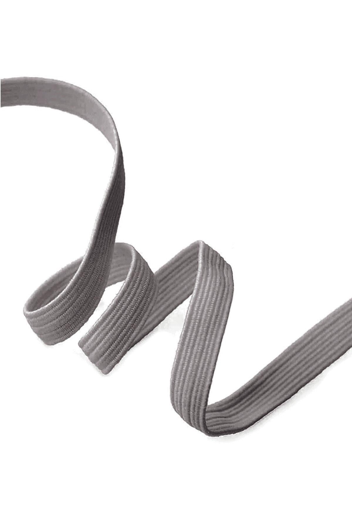 Koyu Gri 20 mm 5 mt Dayanıklı Sert Yassı Elastik Şerit Lastik B-0104-KGR-20