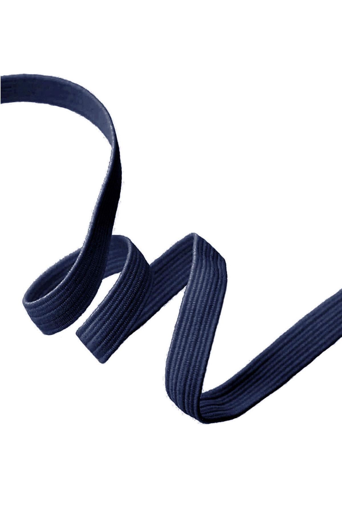 Lacivert 20 mm 5 mt Dayanıklı Sert Yassı Elastik Şerit Lastik B-0104-L-20