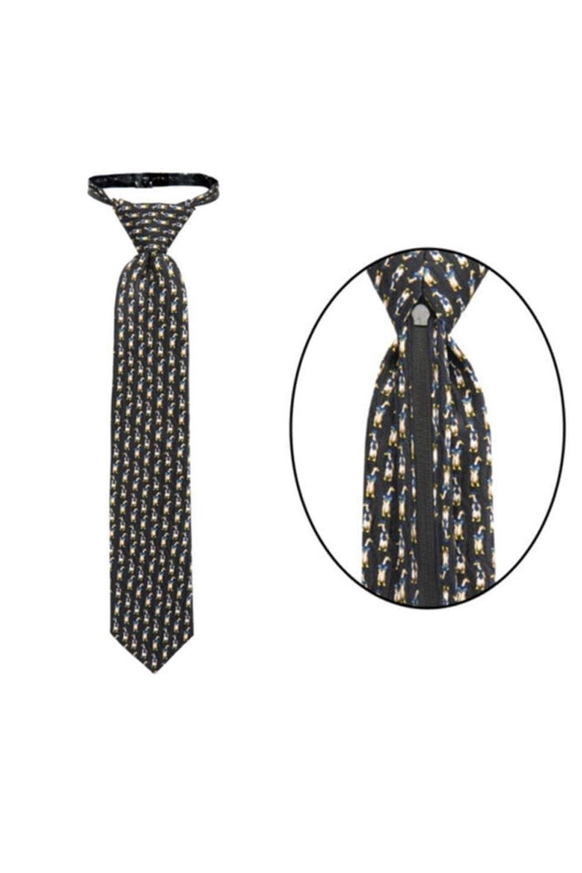 Ördek Temalı Lacivert Çocuk Kravat