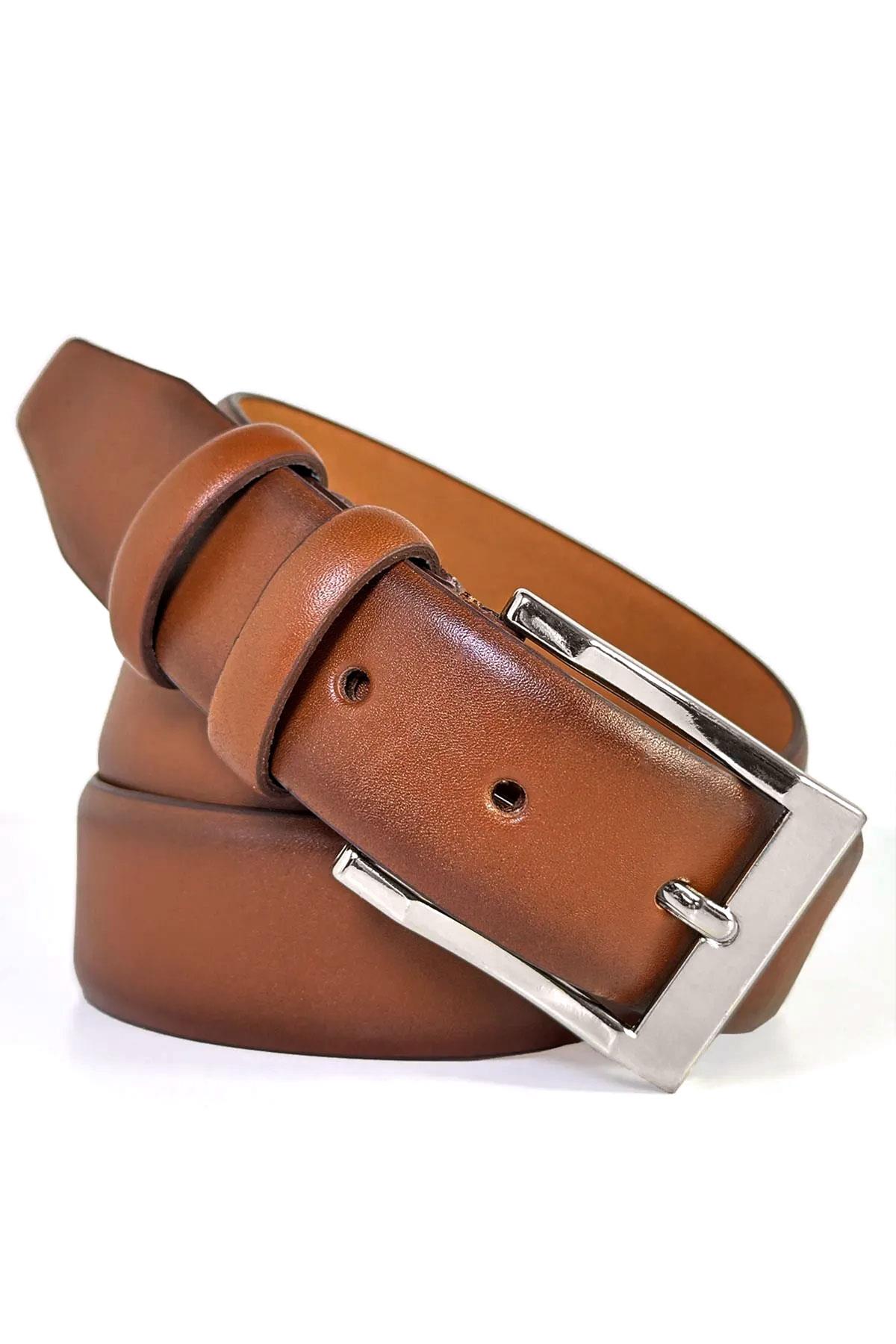 Kahverengi Hakiki Deri 4 cm Casual Erkek Kemer