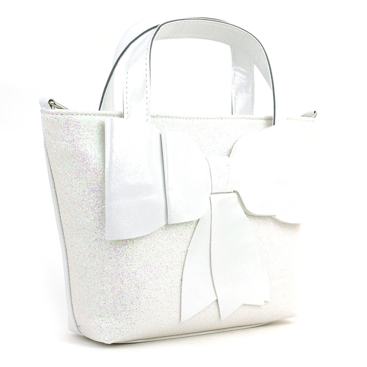 Kurdeleli Simli Beyaz Kız Çocuk Abiye Çanta