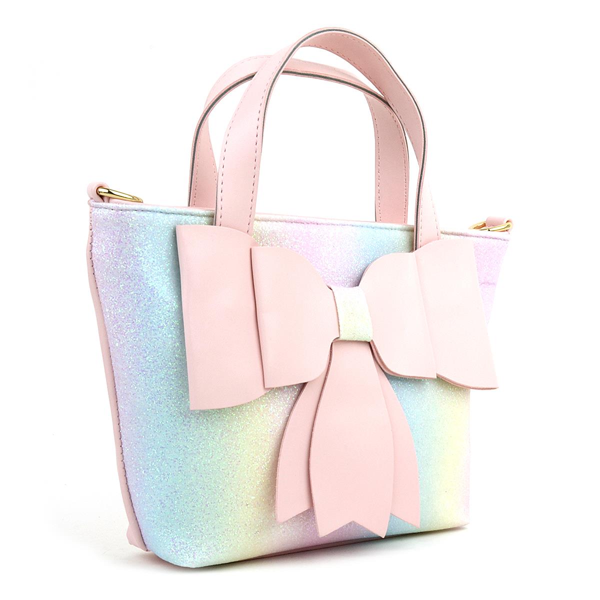 Kurdeleli Renkli Simli Pudra Kız Çocuk Abiye Çanta