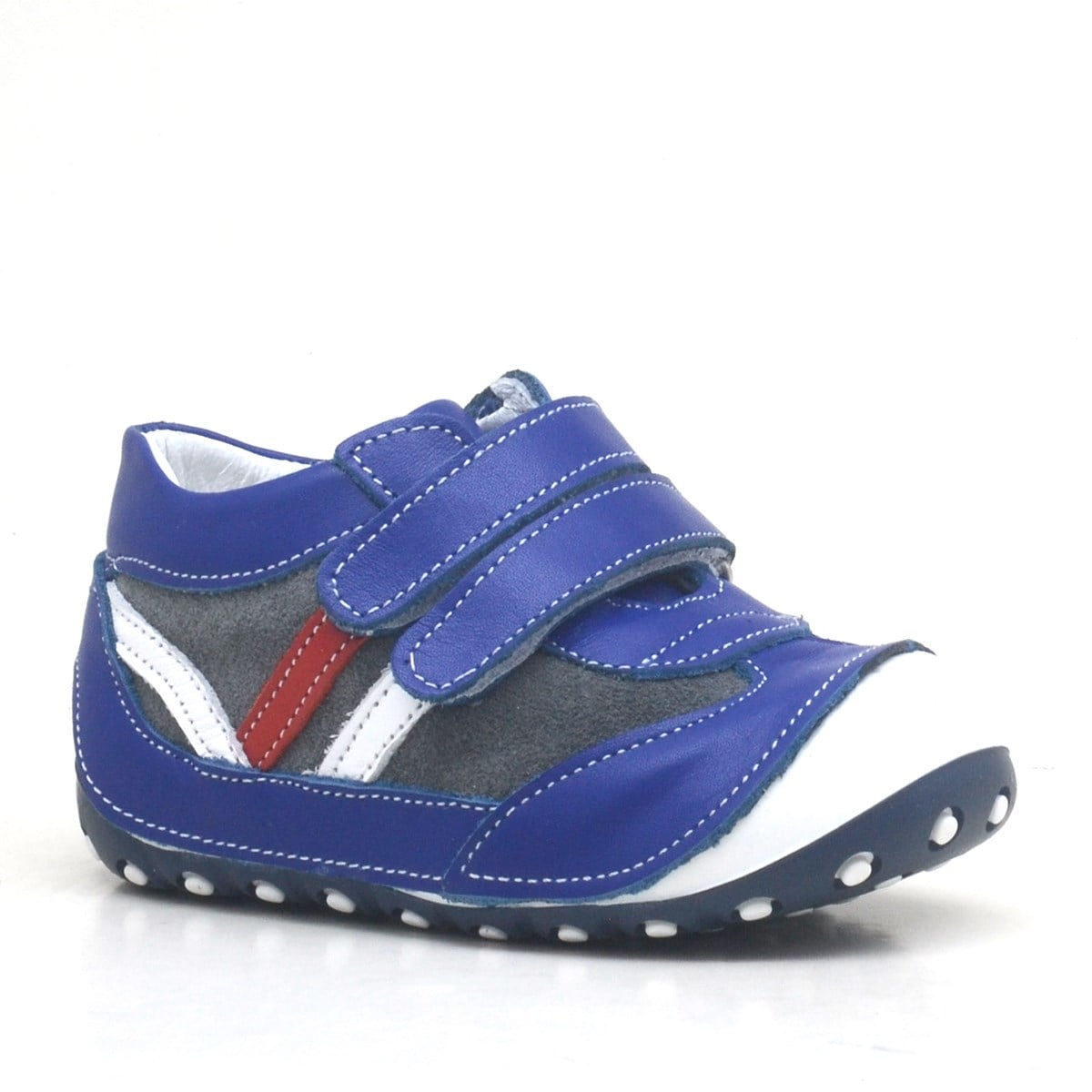 Nino Genuine Leather Shoes Anatomic 4 Seasons Baby Boy First Step Blue Grey White