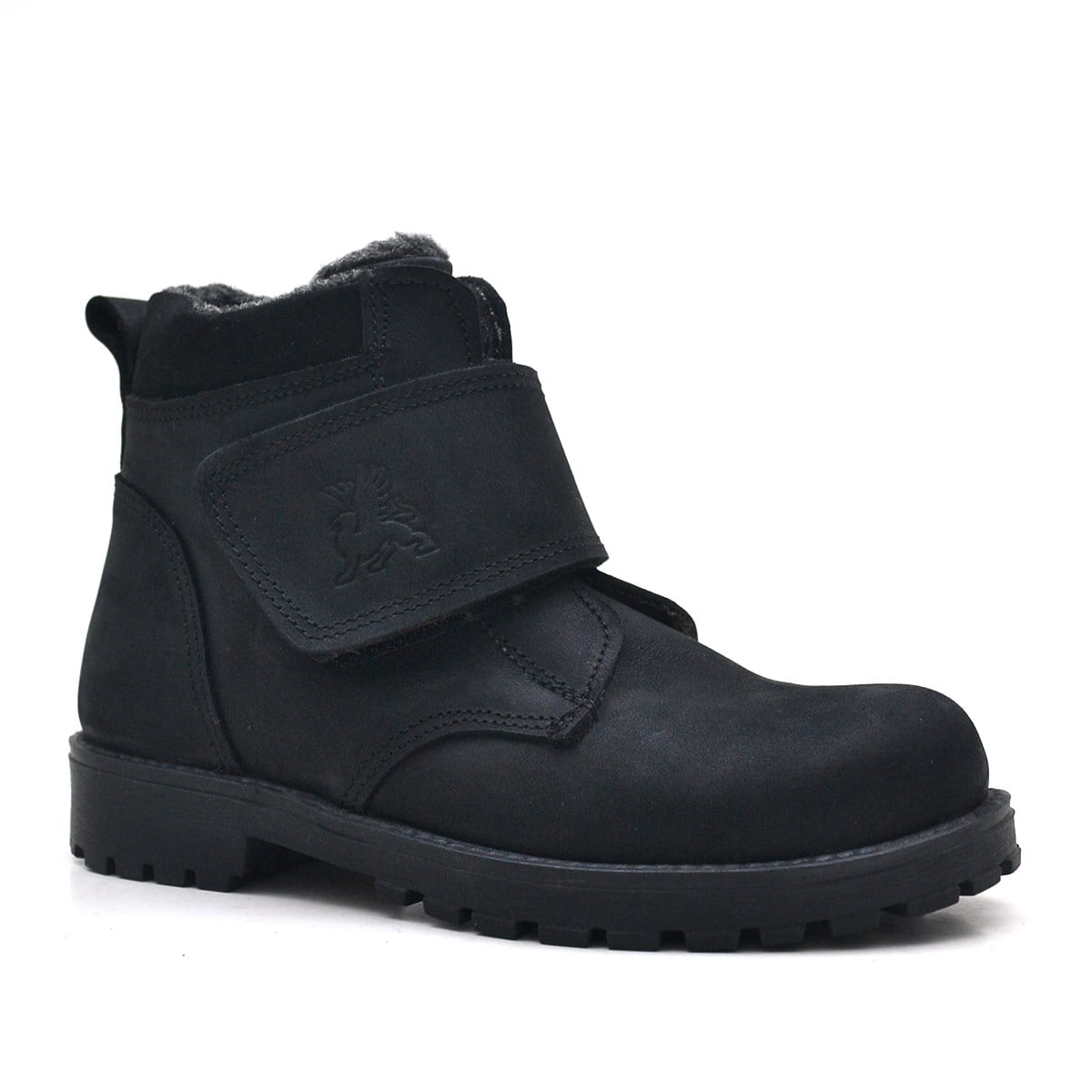 Rakerplus Fur inside Black Genuine Leather Booties for Boys