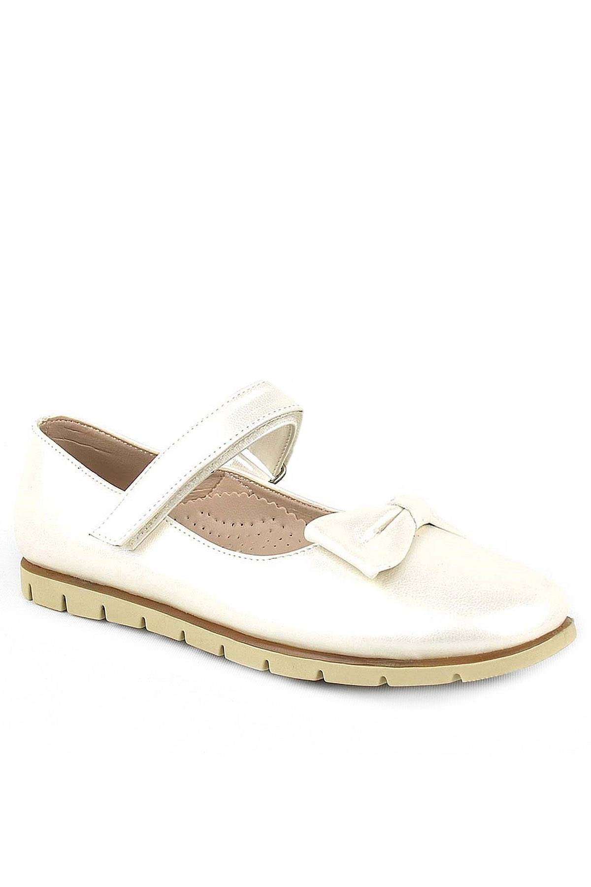 Rakerplus Ekru Rugan Fiyonklu Cırtlı Kız Çocuk Babet 101-SE.25