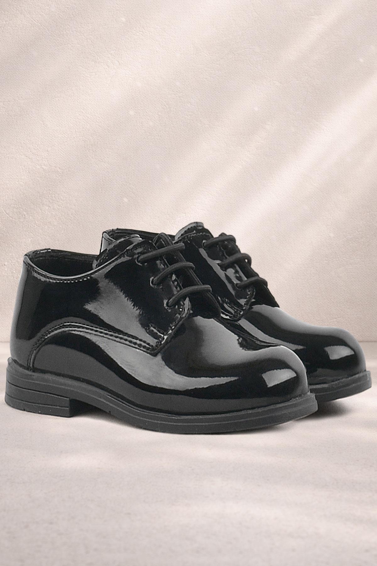 Rakerplus Siyah Rugan Bağcıklı Oxford Çocuk Okul Ayakkabısı