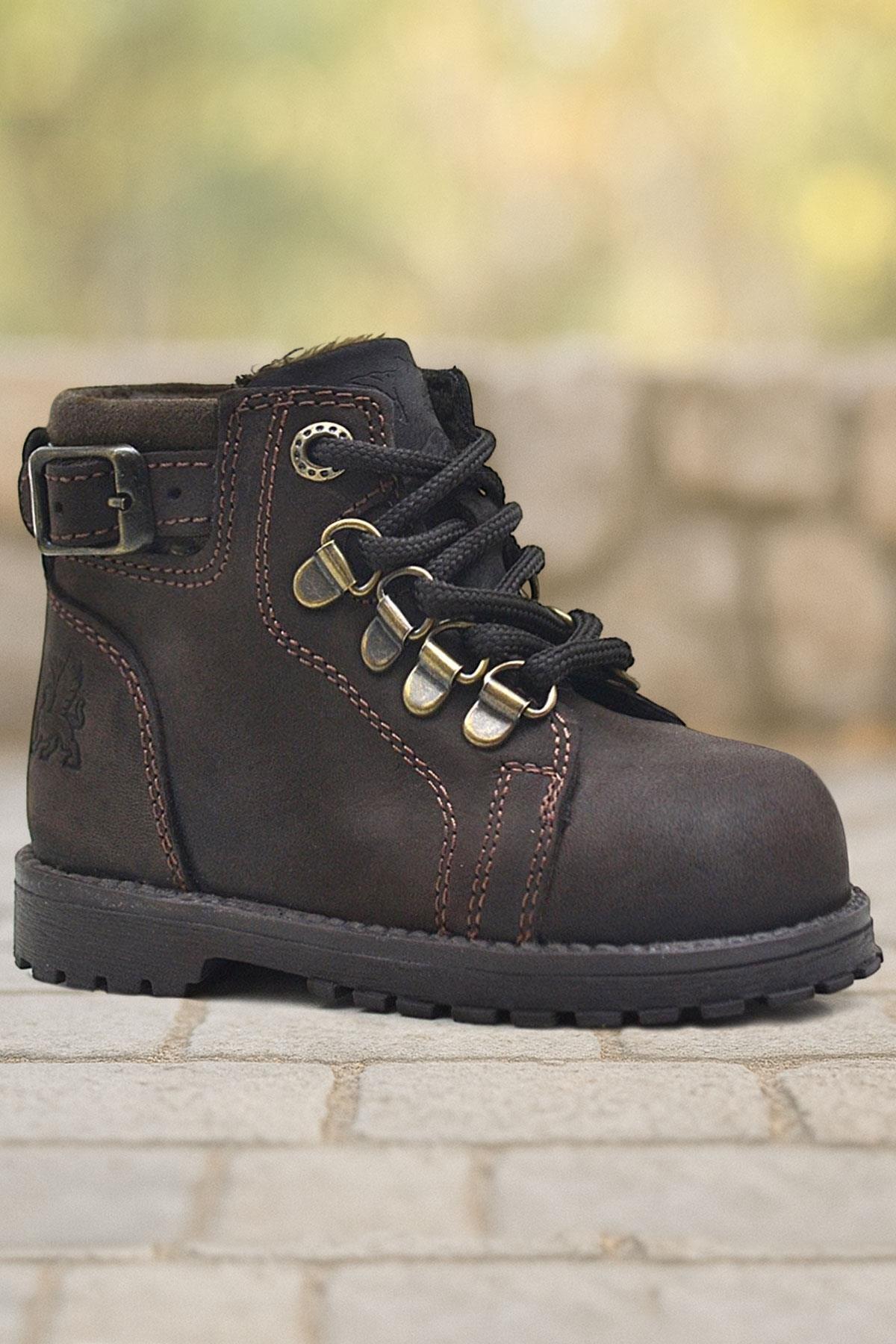 Rakerplus Griffon Hakiki Deri Fermuarlı Kışlık Çocuk Bot