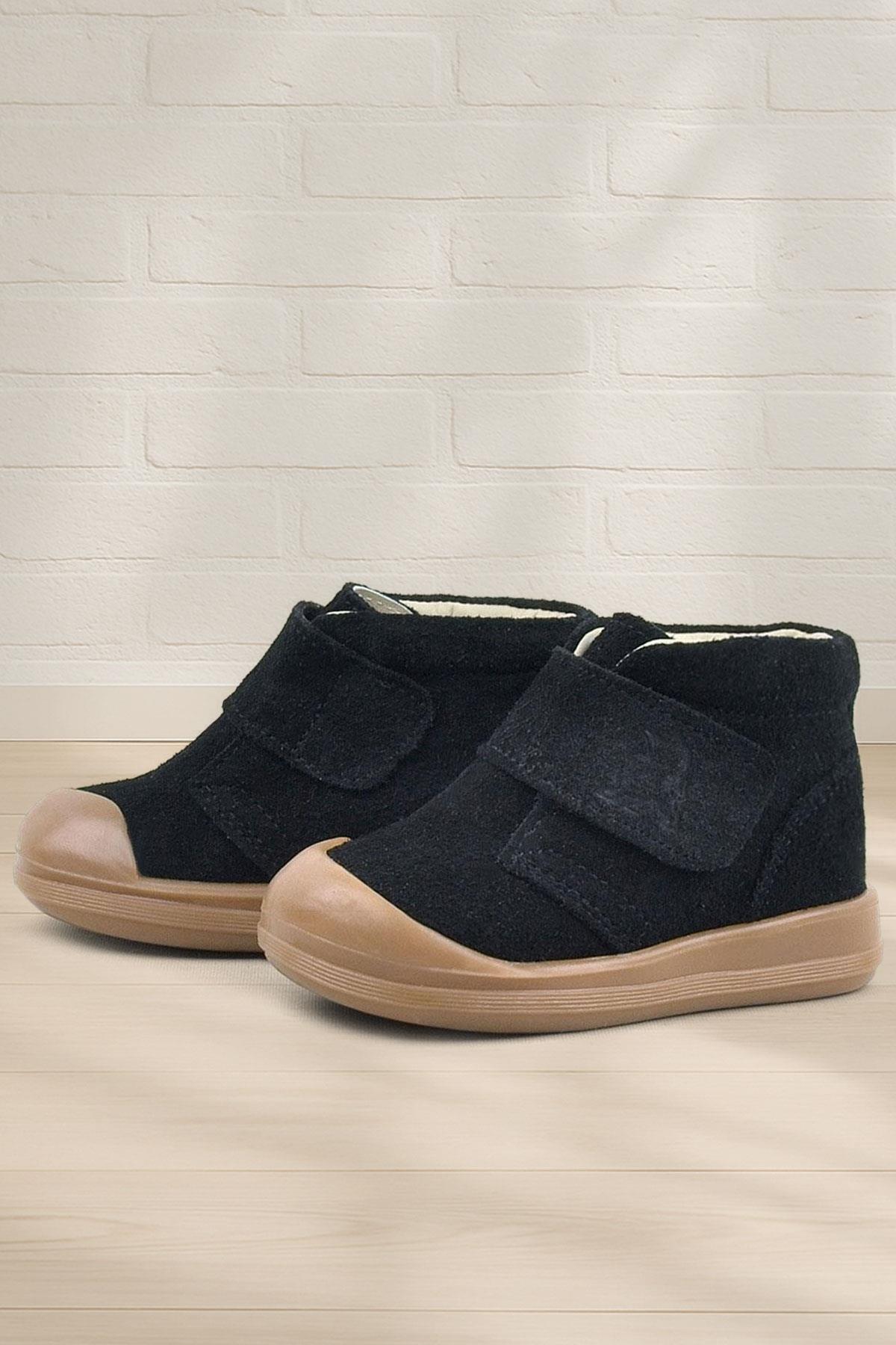 Rakerplus Yoohoo Hakiki Deri Siyah Cırtlı Unisex Bebek Bot