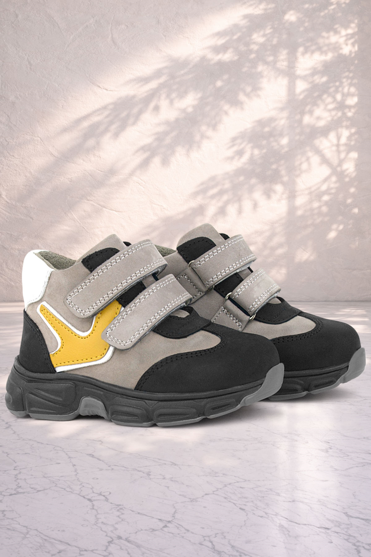 Rakerplus Genuine Leather Grey Black Baby Sports Boots Shoes