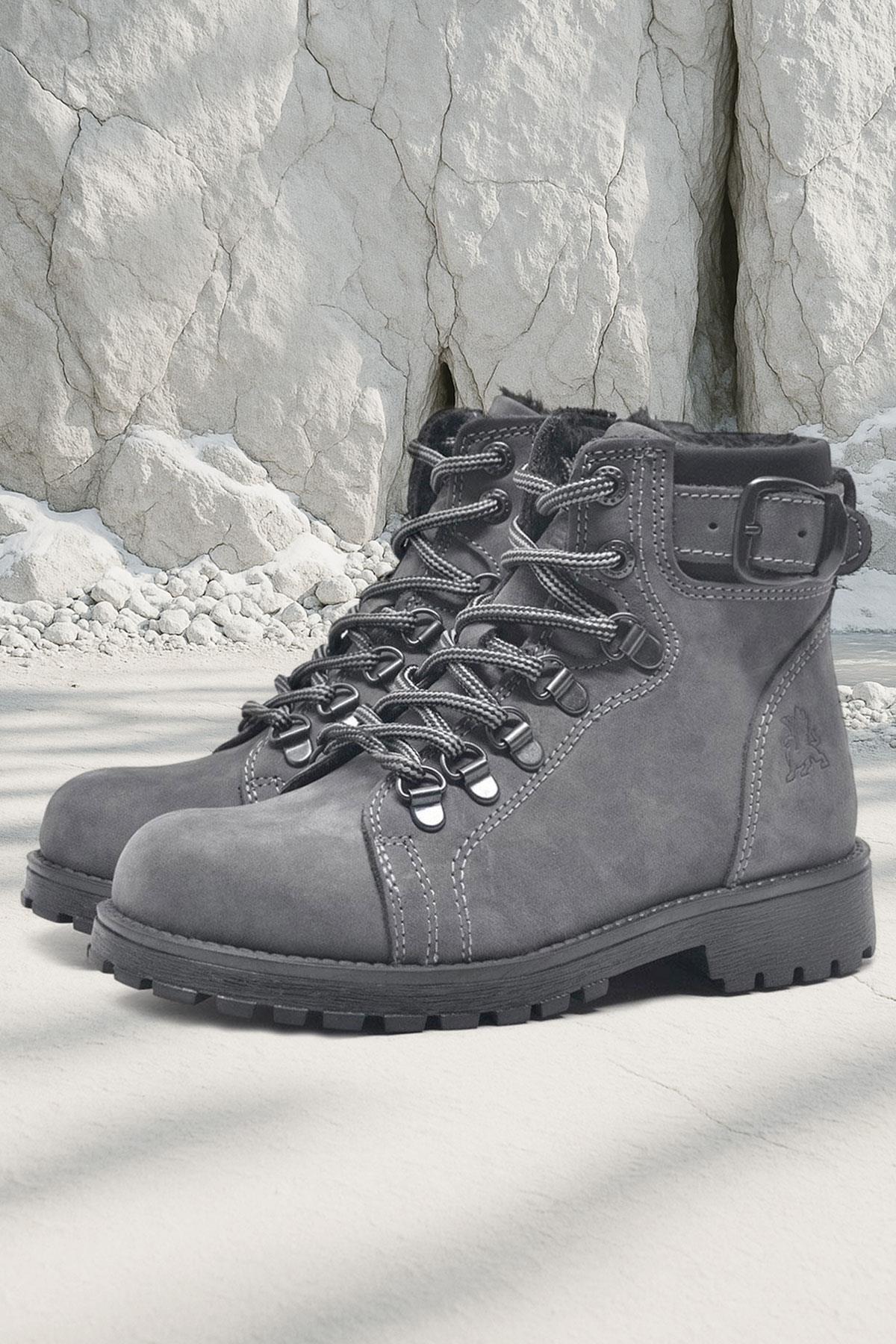 Rakerplus Griffon Genuine Leather Grey Zipper Winter Boots Unisex Infant Size