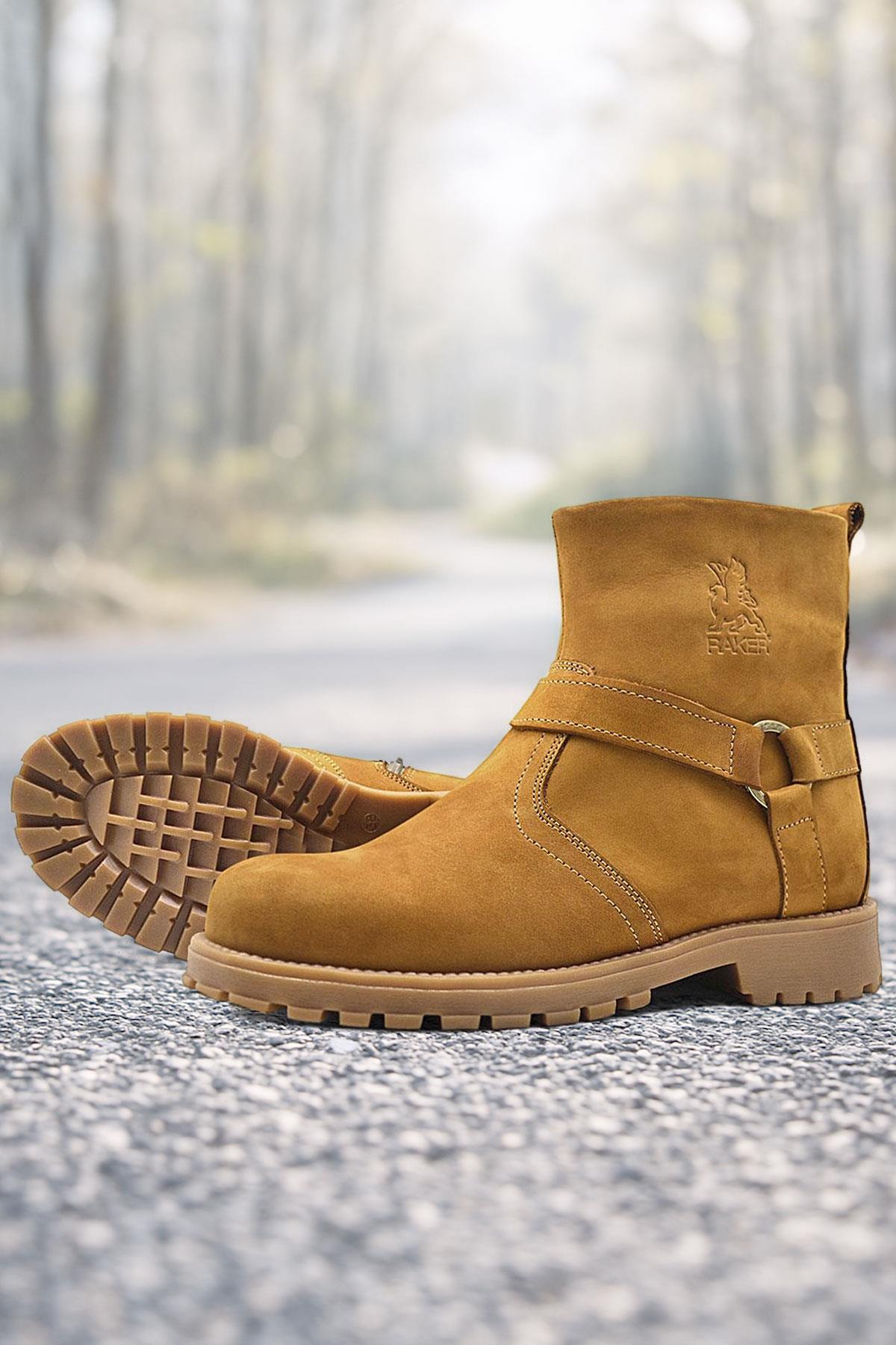 Rakerplus Chiron Series Genuine Leather Yellow Zipper Kids Winter Boots