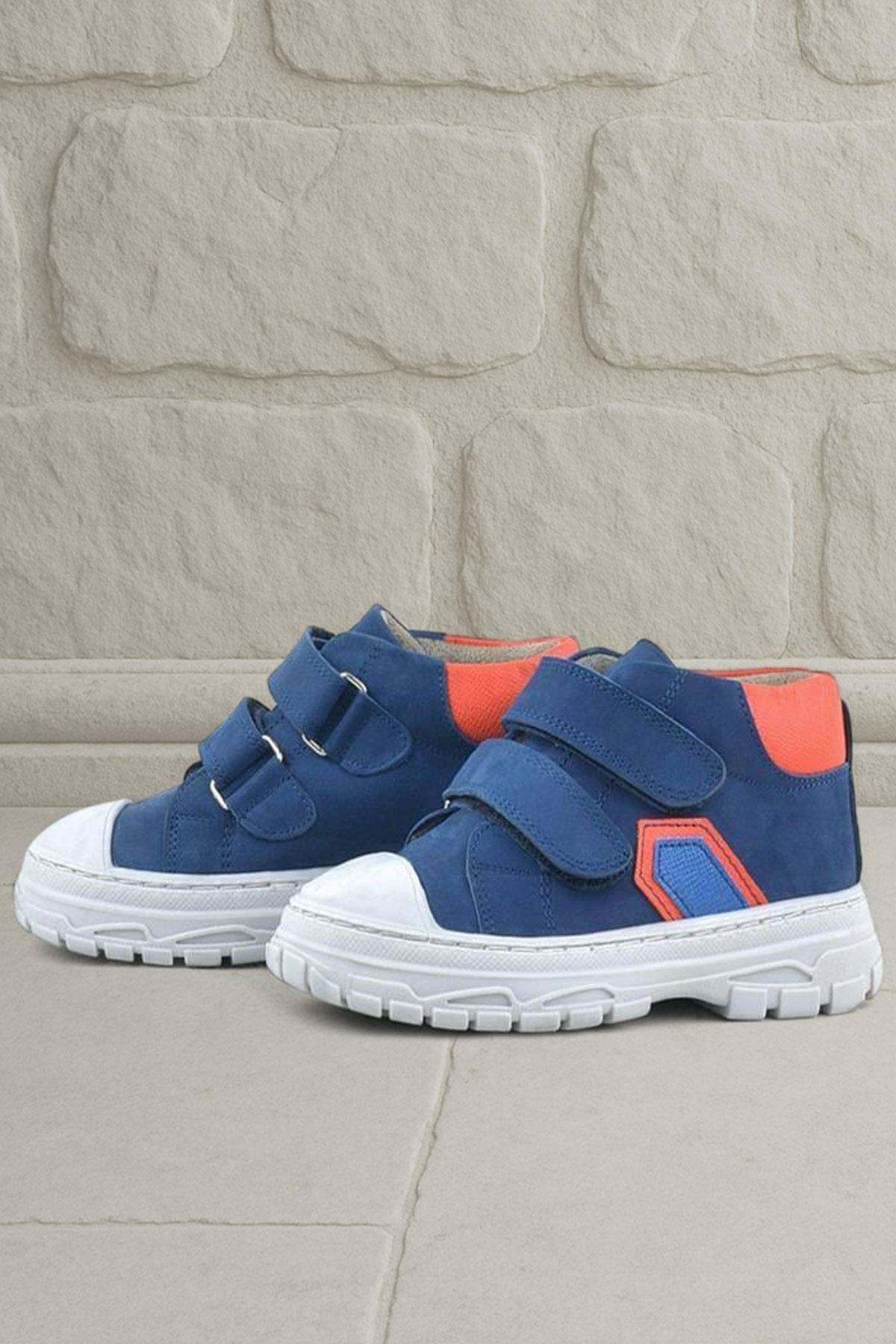 Rakerplus Tails Hakiki Deri Lacivert Cırtlı Çocuk Spor Bot