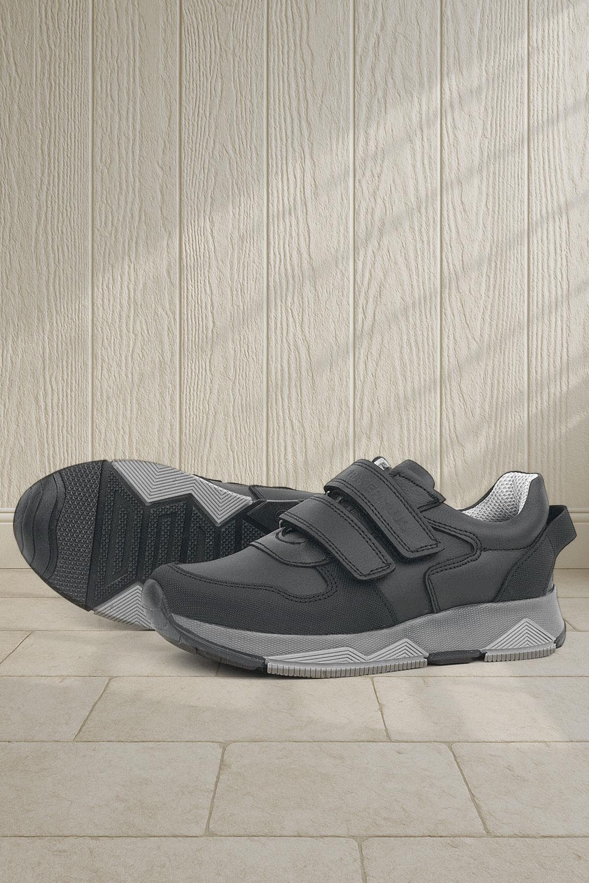 Rakerplus Black Genuine Leather Sportts School Shoes For Kids