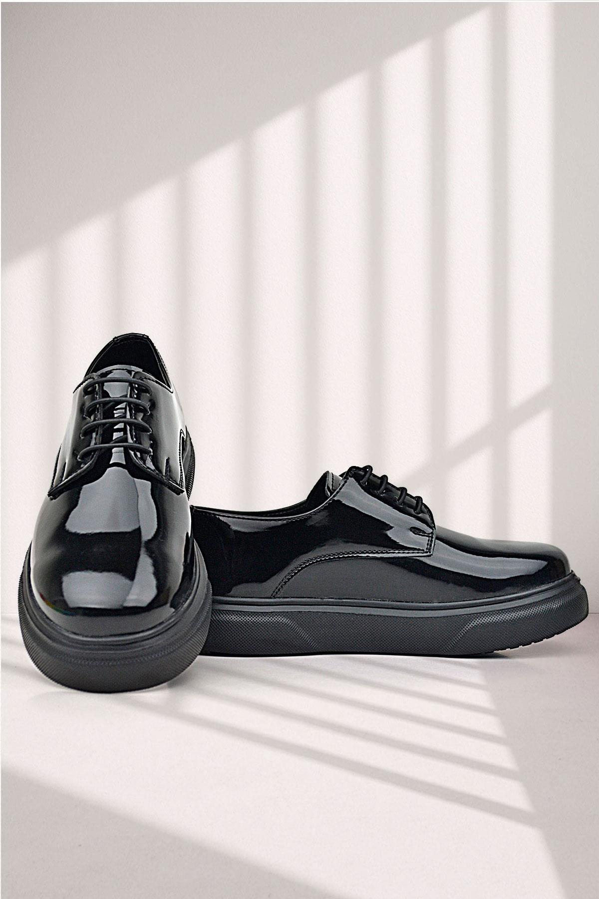 Rakerplus Derby Siyah Rugan Siyah Taban Çocuk Klasik Ayakkabı