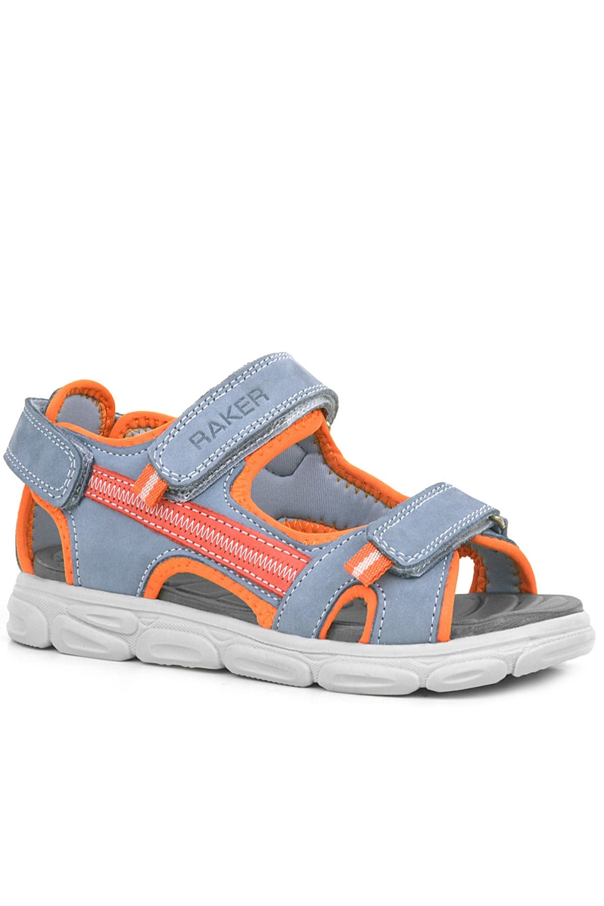Genuine Leather Grey Orange Kids Sandals