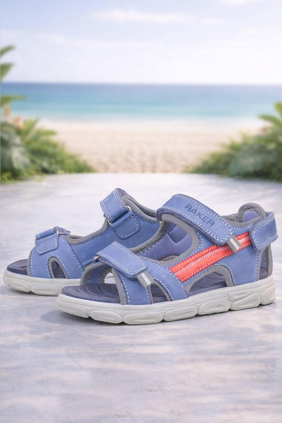 Genuine Leather Blue Orange Kids Sandals Shoes