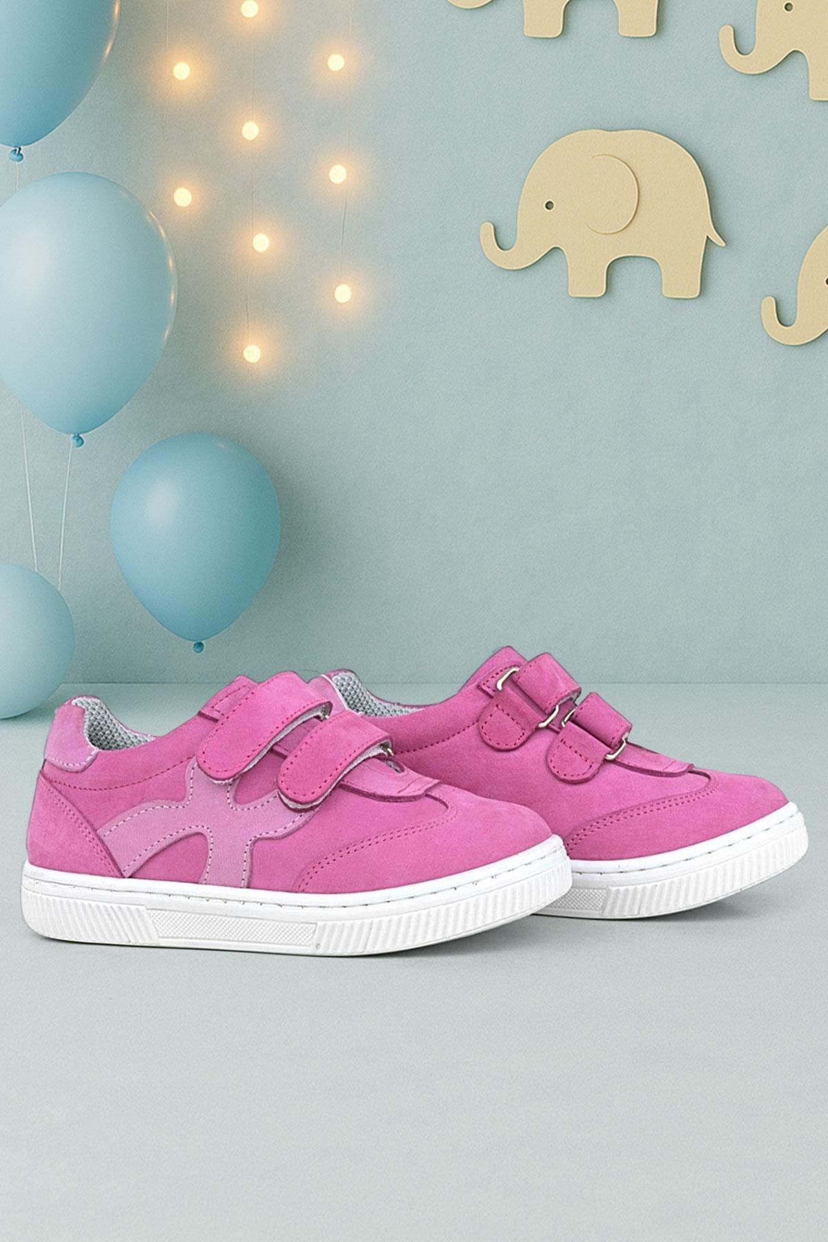 Rakerplus Genuine Leather Fushsia Pink Banded Kids Sport Shoes R654-FP.21