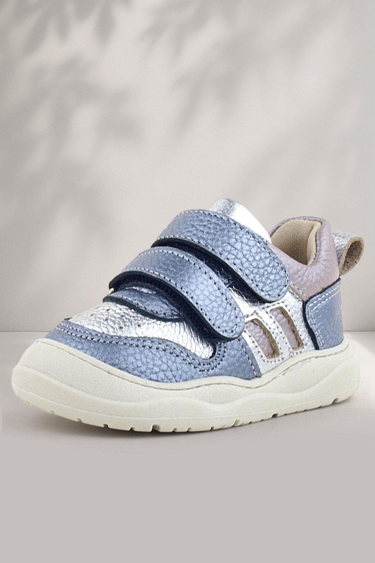 Rakerplus Schaggy Genuine Leather Metallic Blue Silver Baby Sneakers