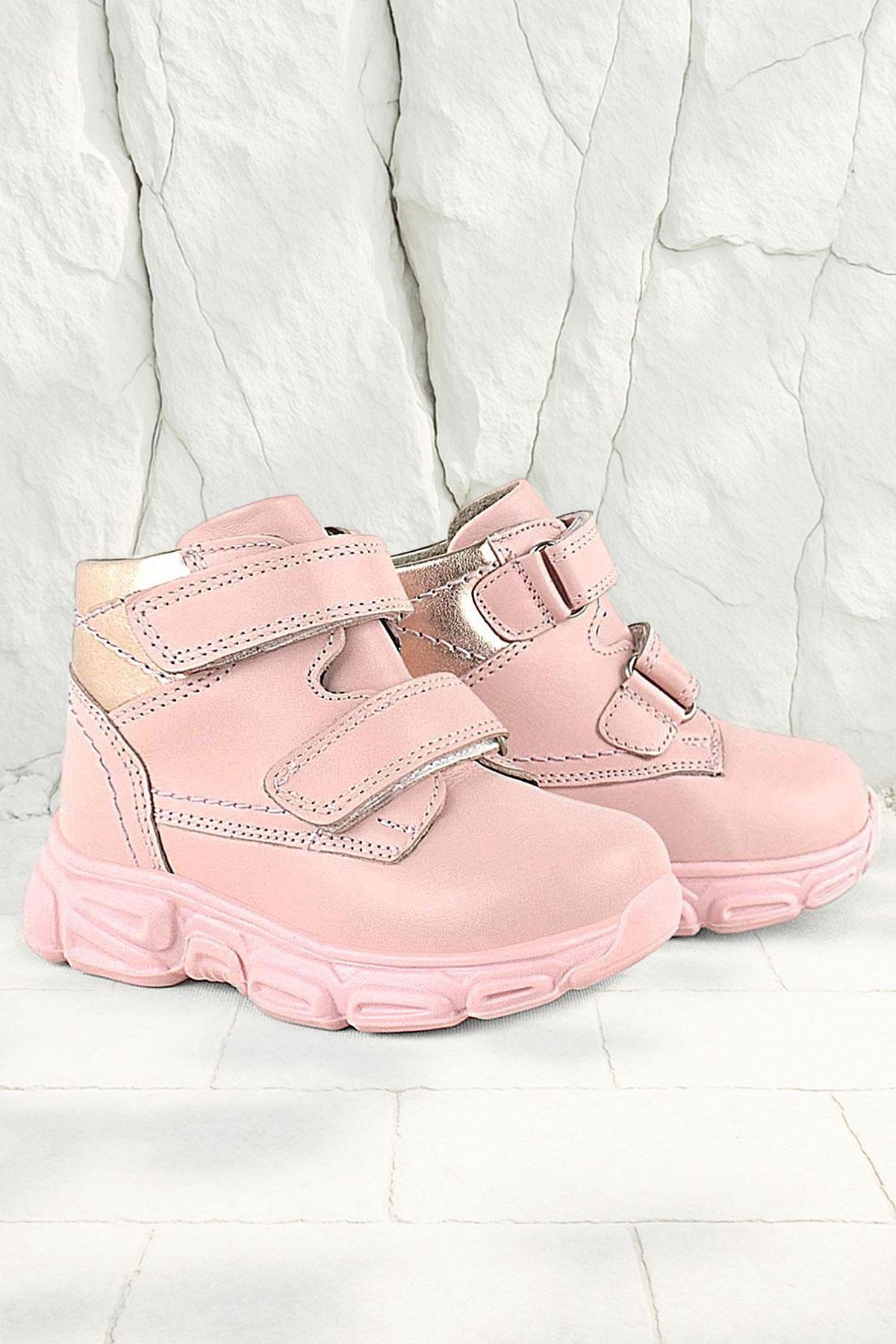 Rakerplus Genuine Leather Baby Girls Pink Boots