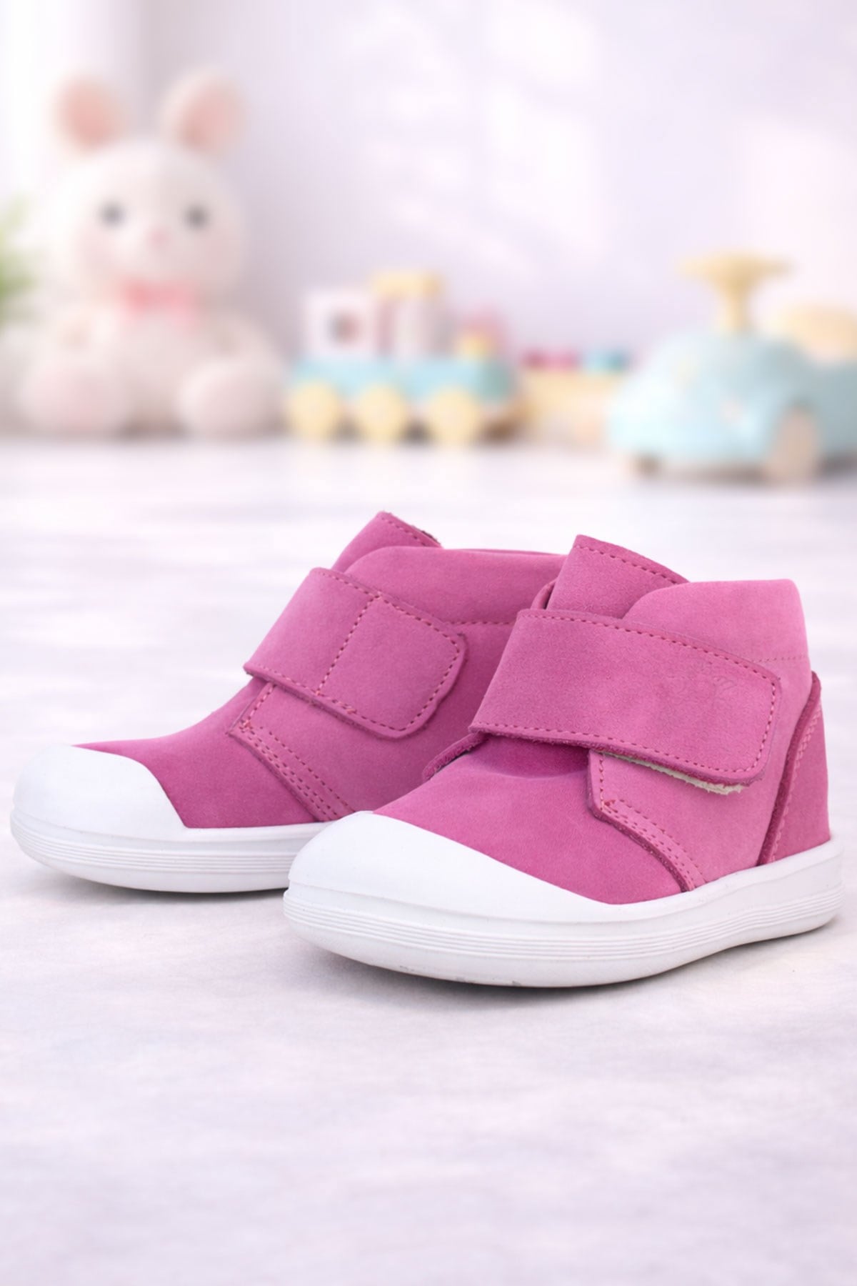 Rakerplus Yoohoo Genuine Leather Pink White Velcro Baby Girl Boots