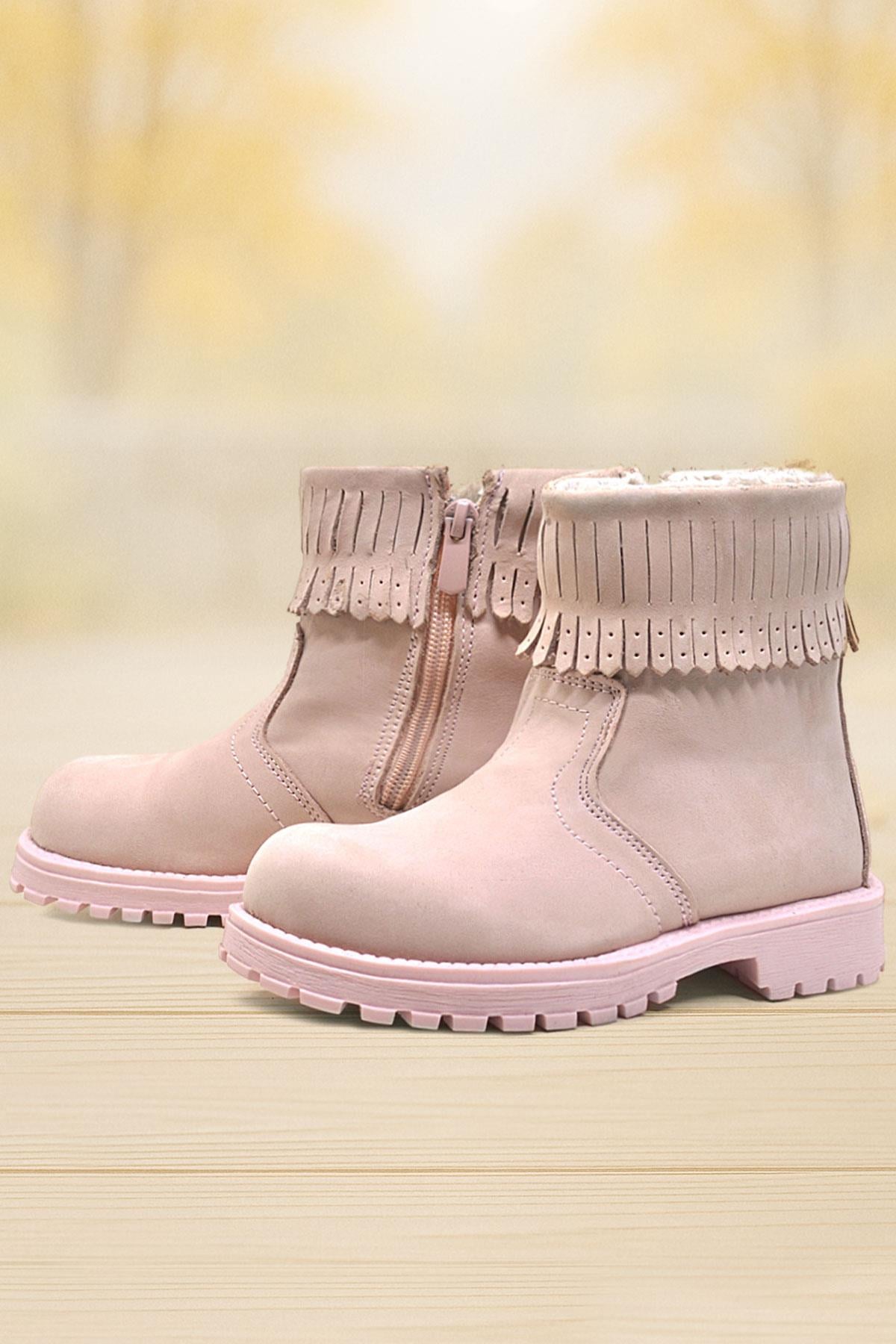 Rakerplus Zippered Genuine Leather Pink Boots Girls Boots Chiron